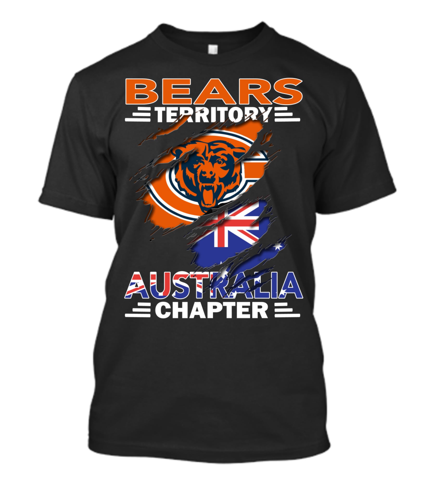 BEARS TERRITORY AUSTRALIA CHAPTER CHICAGO BEARS AUSTRALIAN FLAG SCRATCH T-Shirt