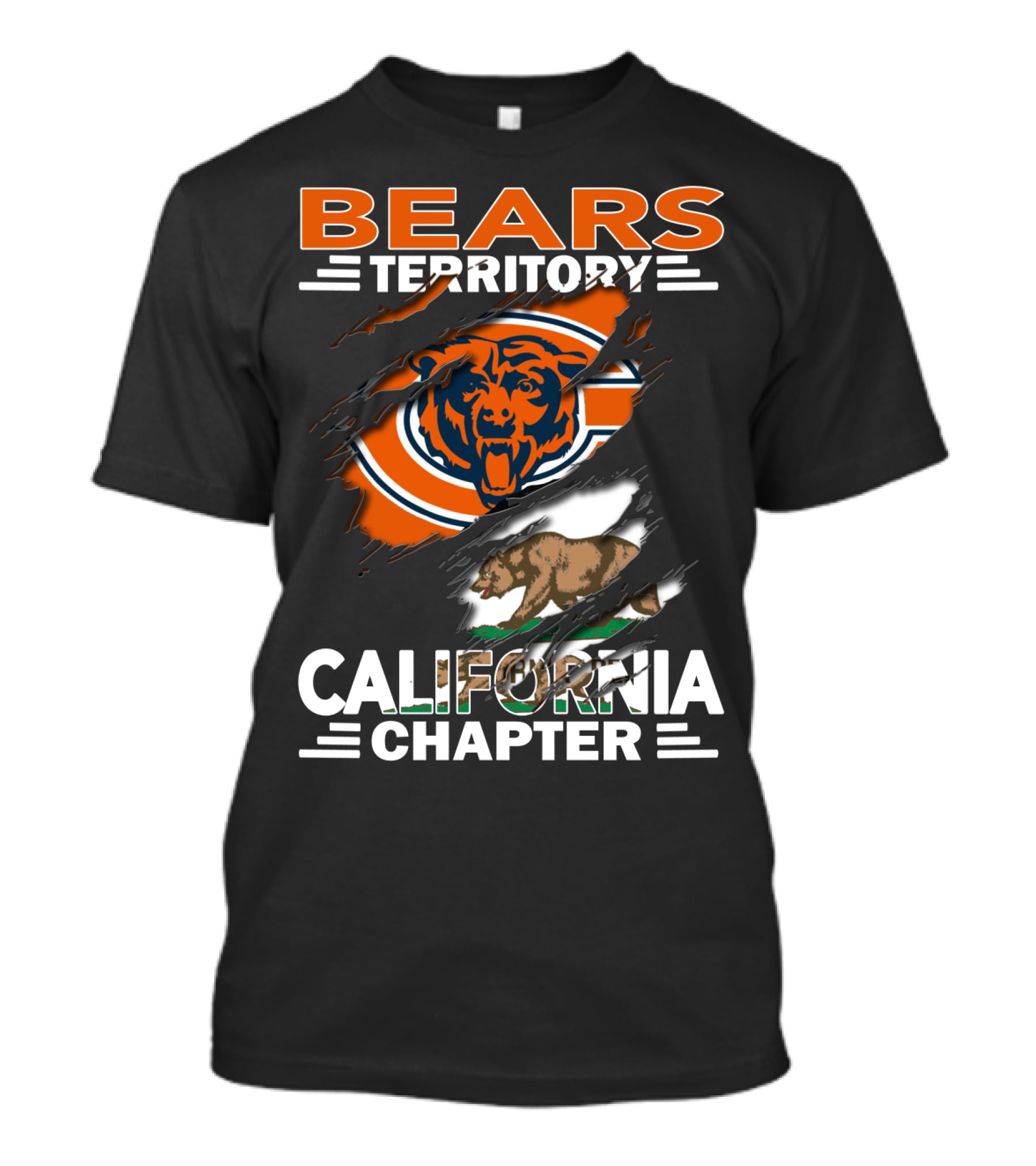 Bears Territory California Chapter Chicago Bears Logo And California State Bear T-Shirt
