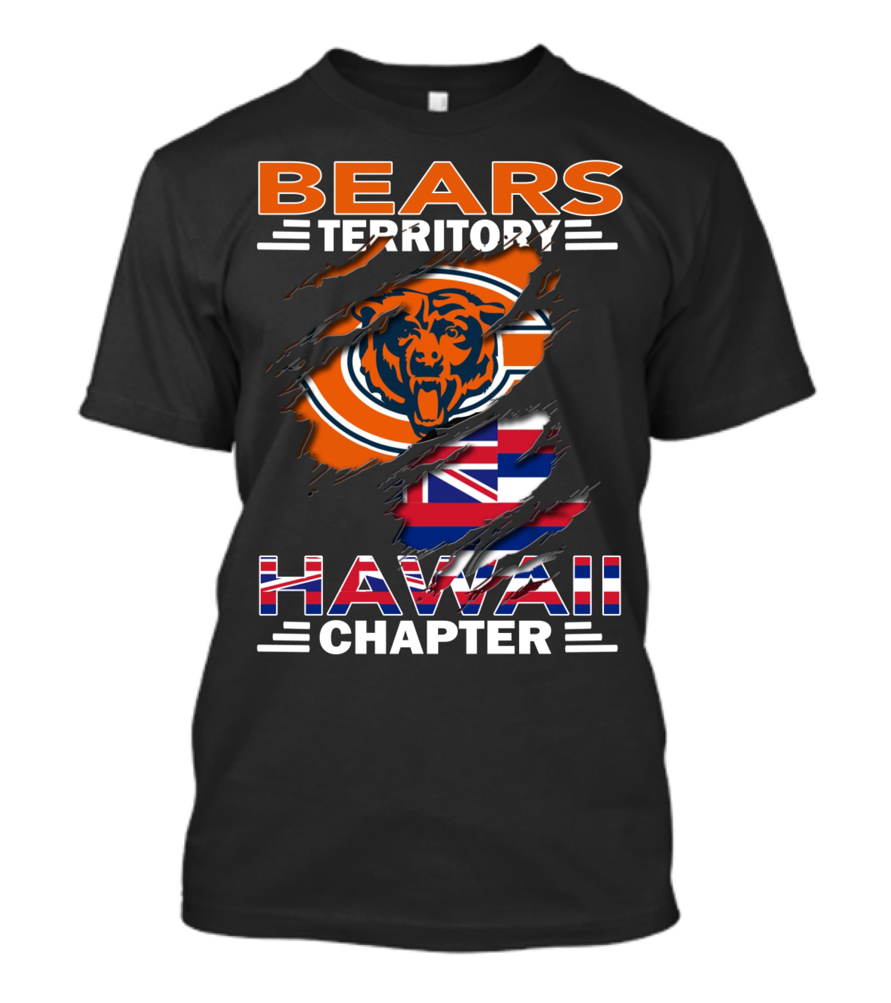 Bears Territory Hawaii Chapter Logo With Bear And Hawaiian Flag Elements T-Shirt