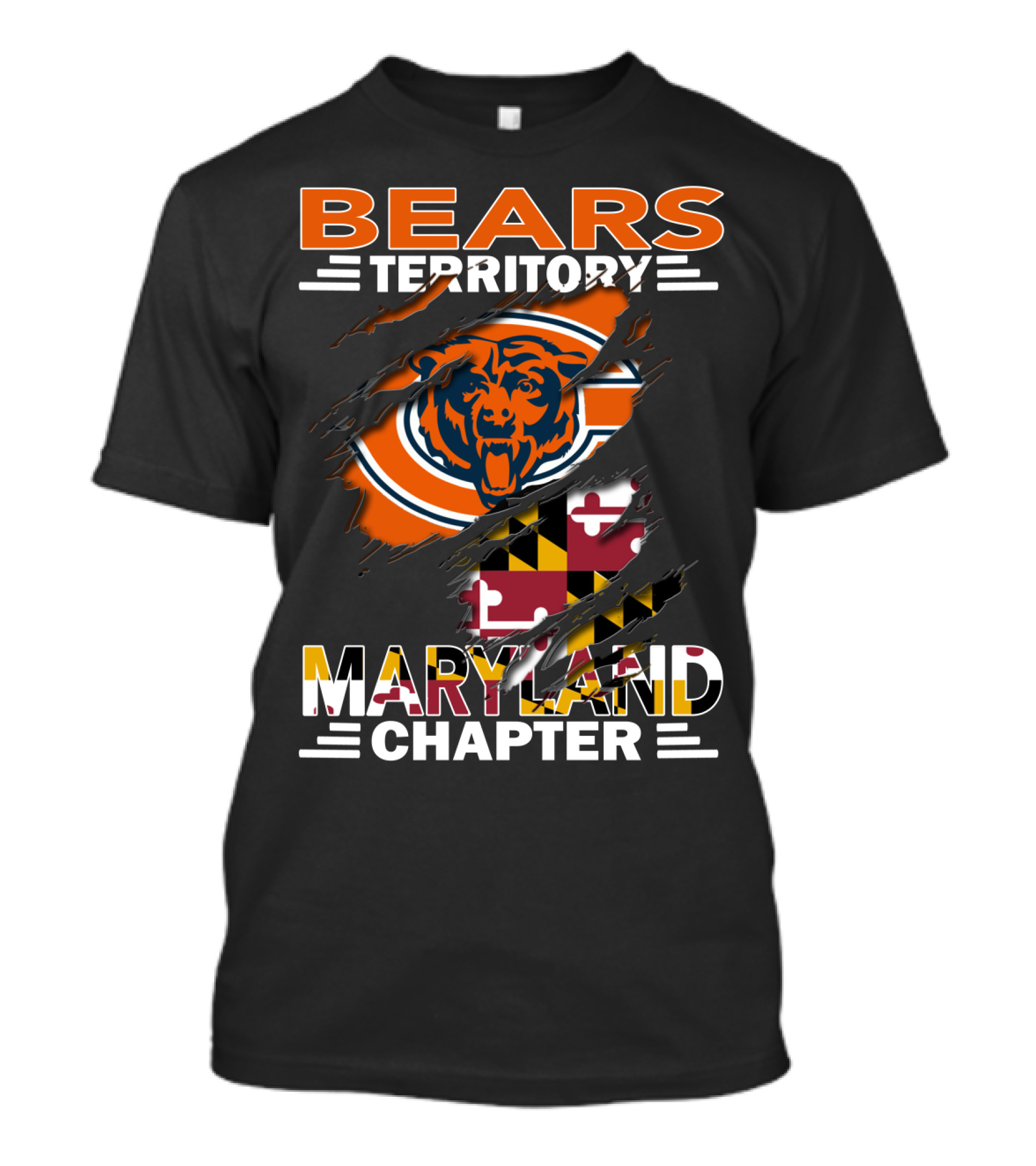 Bears Territory Maryland Chapter Chicago Bears Maryland Flag Fan Club T-Shirt