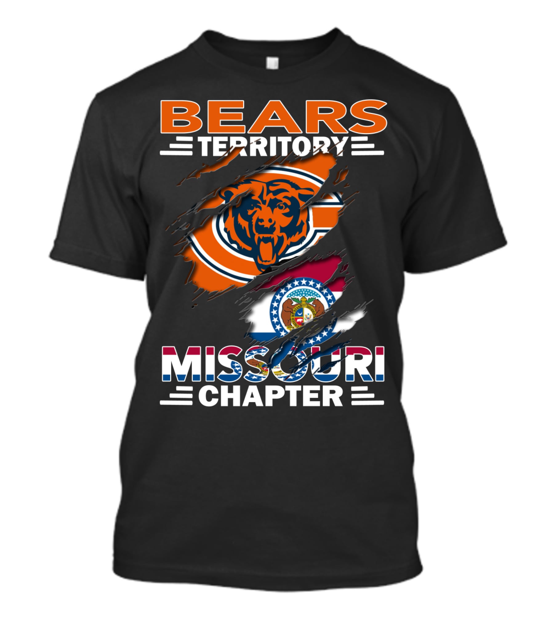 Bears Territory Missouri Chapter Chicago Bears And Missouri State Flag T-Shirt