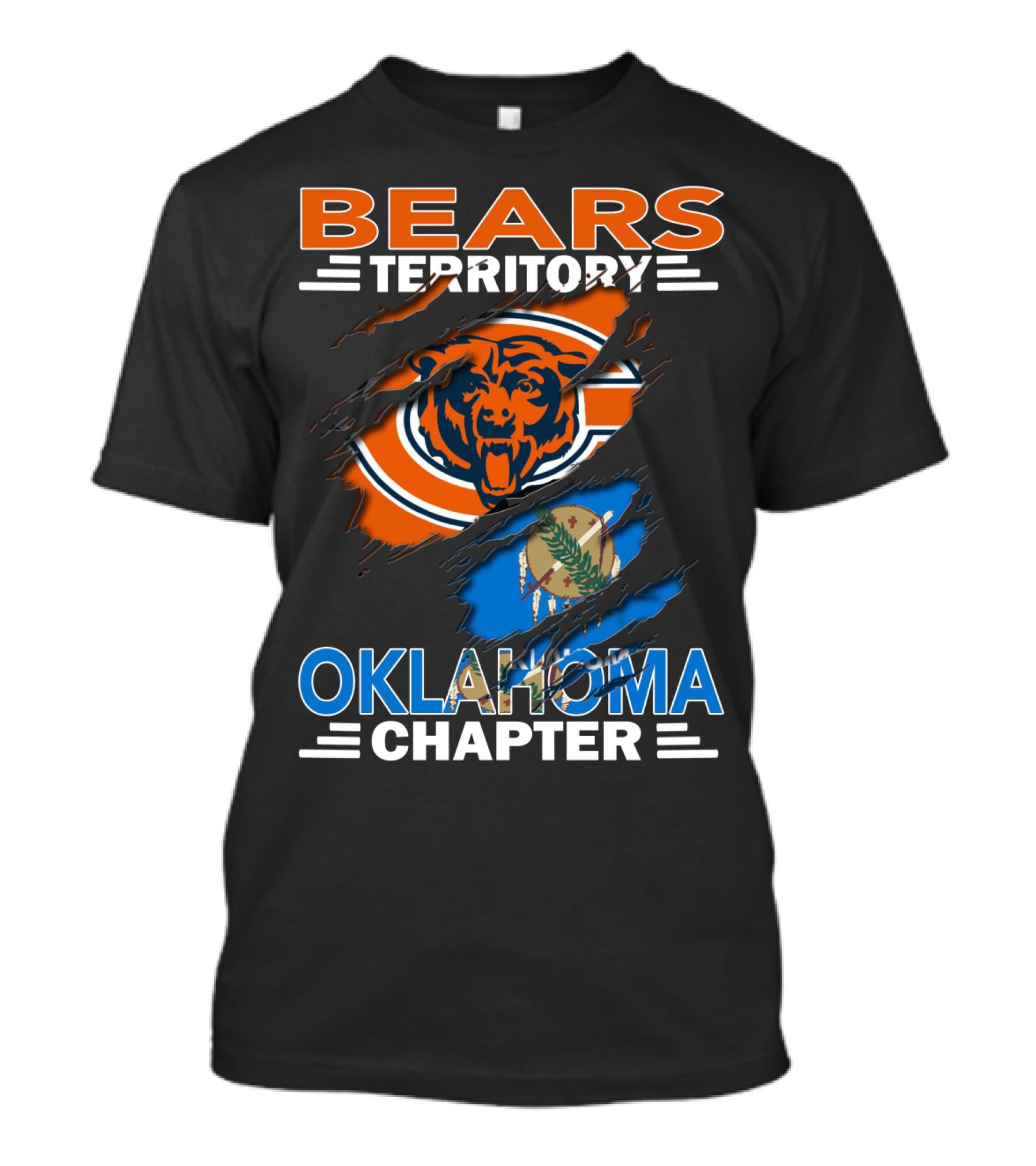 Bears Territory Oklahoma Chapter Chicago Bears Logo With State Flag Background T-Shirt