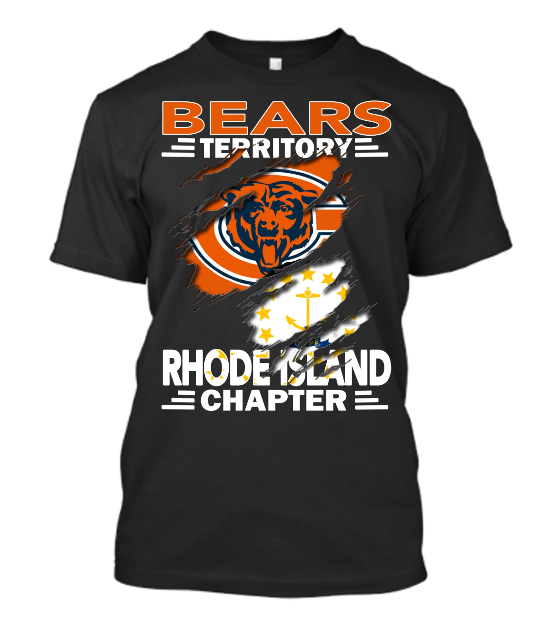 Bears Territory Rhode Island Chapter Chicago Bears Logo And Rhode Island Flag T-Shirt