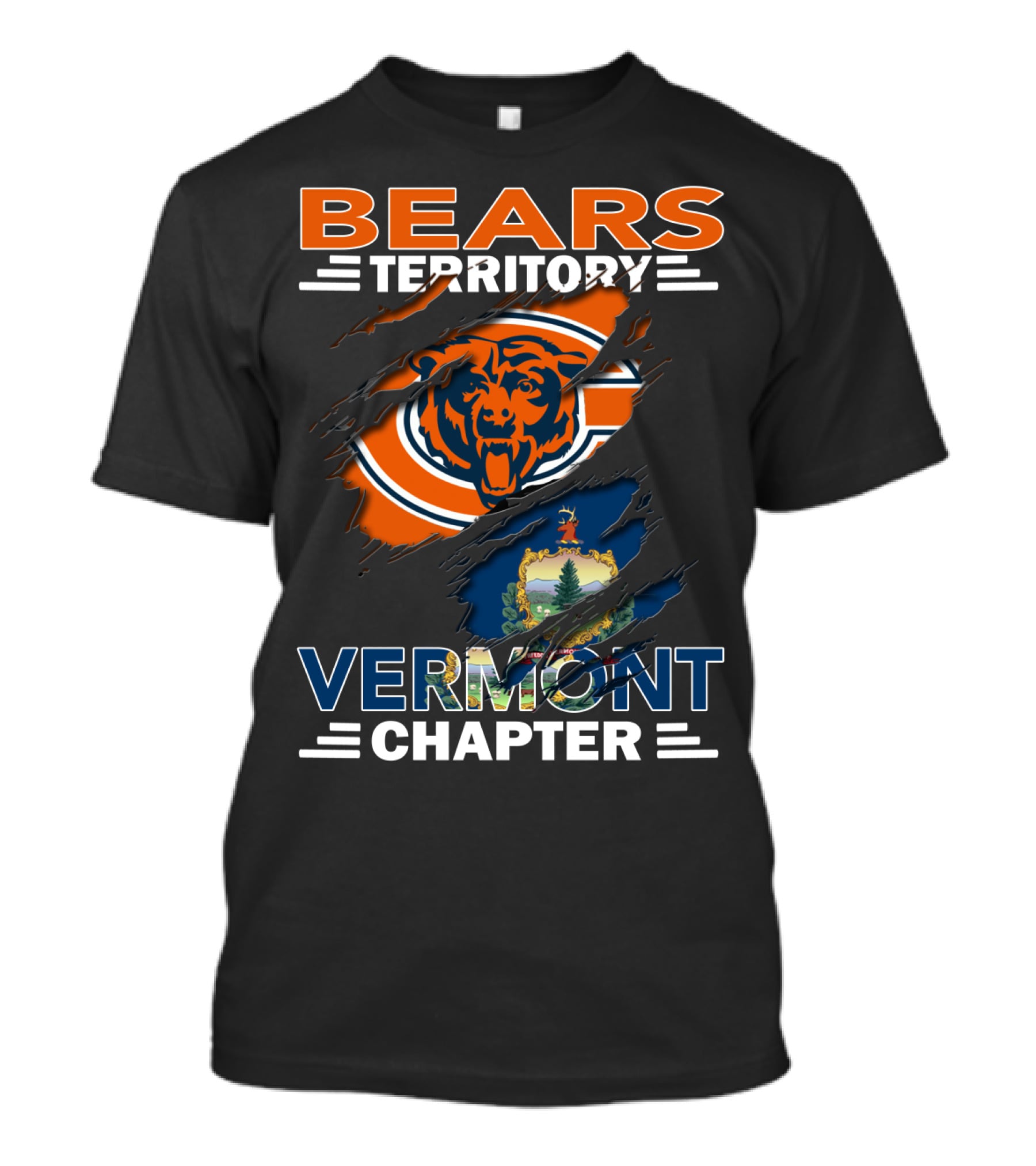 Bears Territory Vermont Chapter Chicago Bears Vermont State Flag T-Shirt