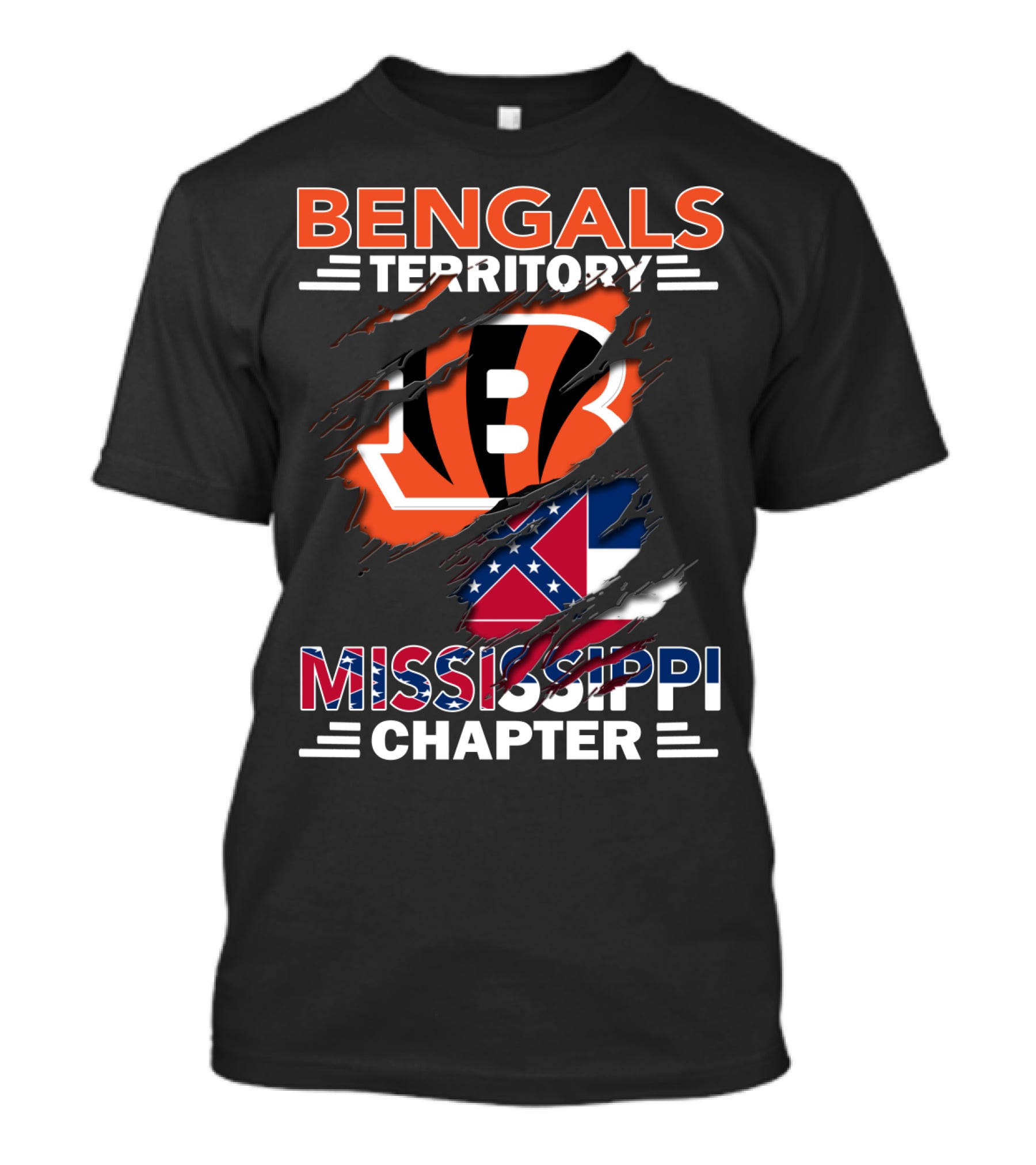 Bengals Territory Mississippi Chapter Bengals Logo Confederate Flag T-Shirt