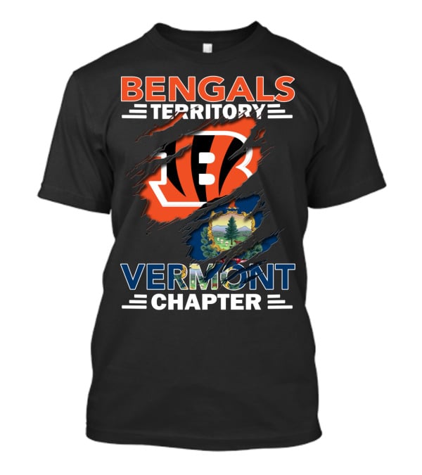 Bengals Territory Vermont Chapter Football Logo And State Flag T-Shirt