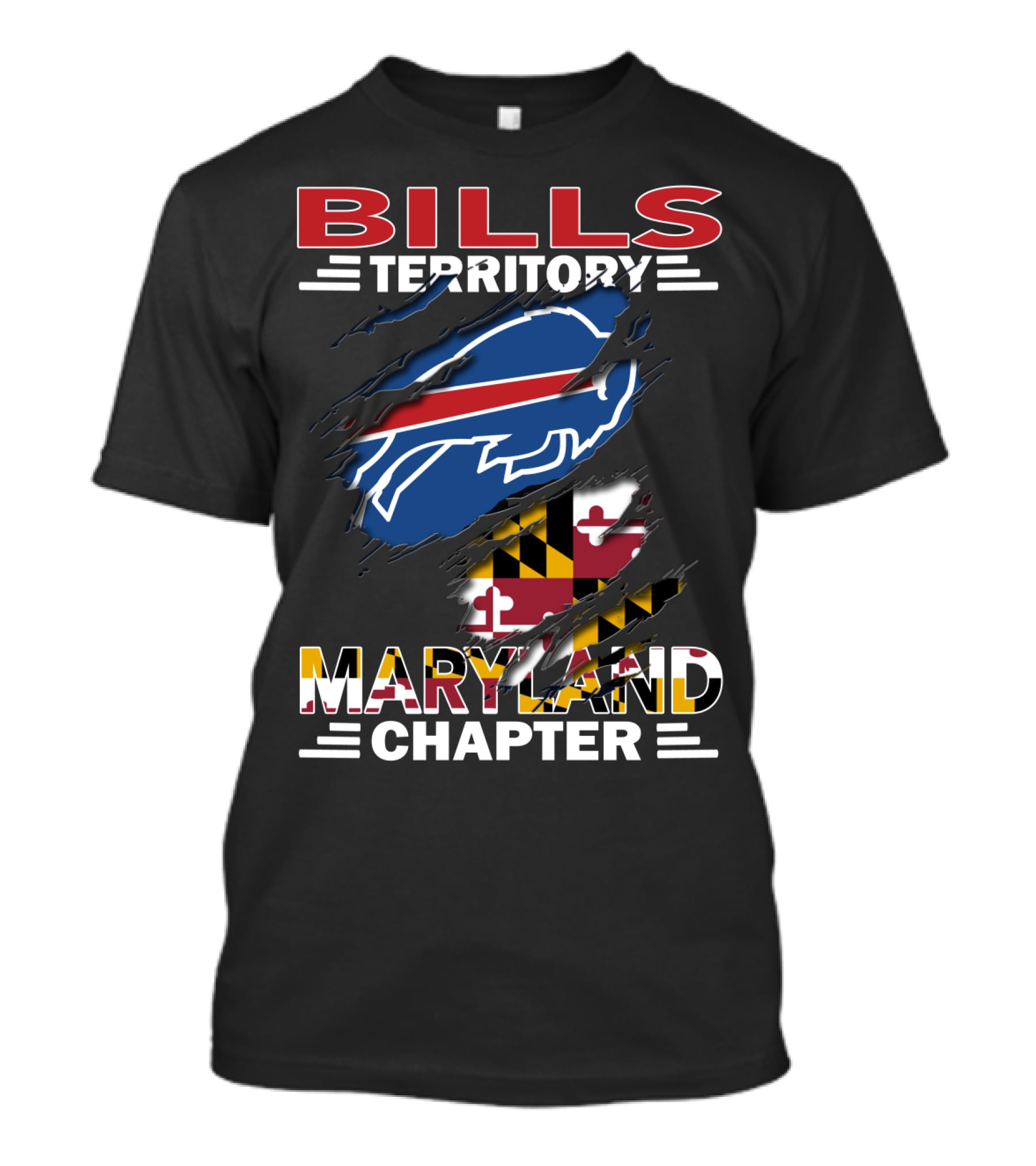 BILLS TERRITORY MARYLAND CHAPTER NFL TEAM LOGO STATE FLAG T-Shirt