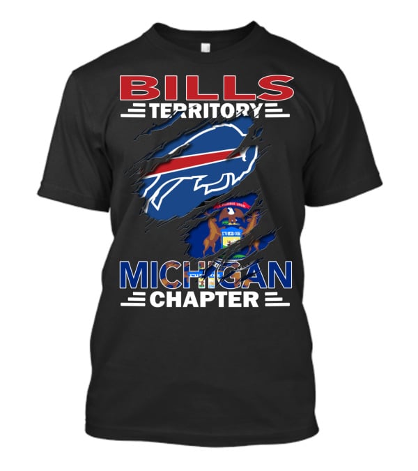 Bills Territory Michigan Chapter Buffalo Football Fan Club Michigan Flag Background T-Shirt