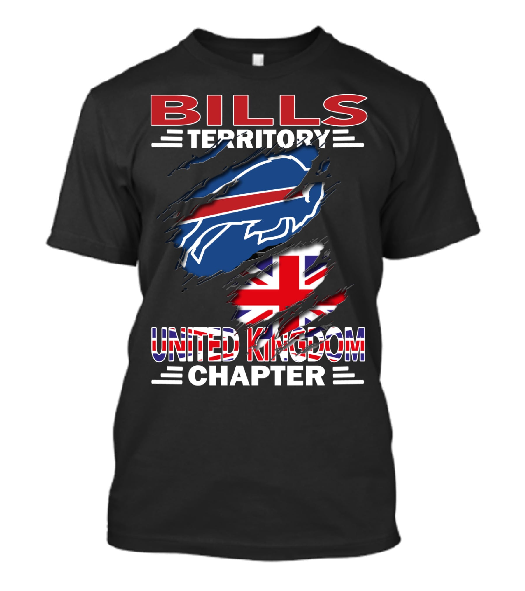 BILLS TERRITORY UNITED KINGDOM CHAPTER Buffalo Logo With Union Jack T-Shirt