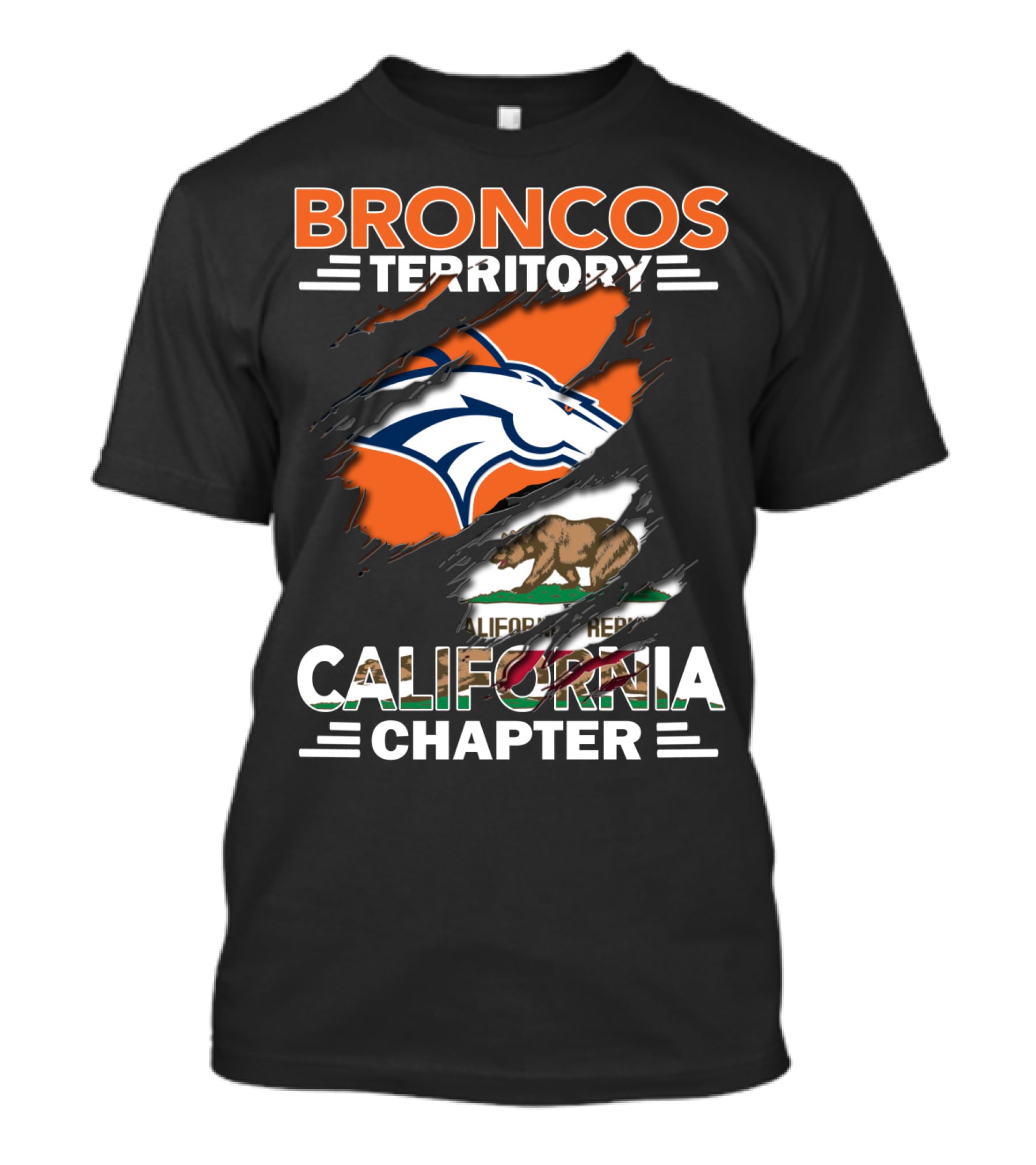 Broncos Territory California Chapter With Logo And Bear Flag Elements T-Shirt