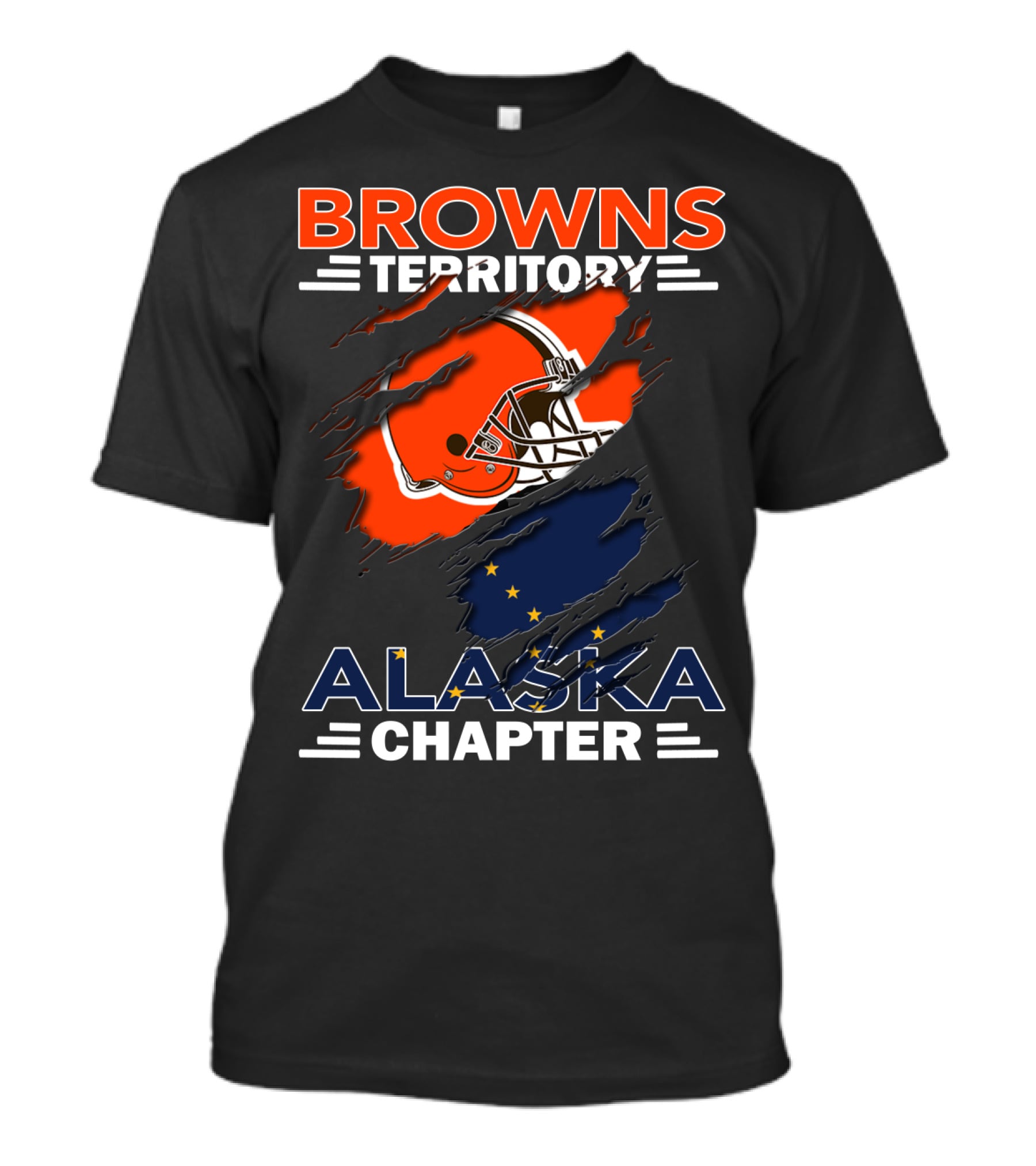 Browns Territory Alaska Chapter Football Helmet And Alaska Flag Integration T-Shirt
