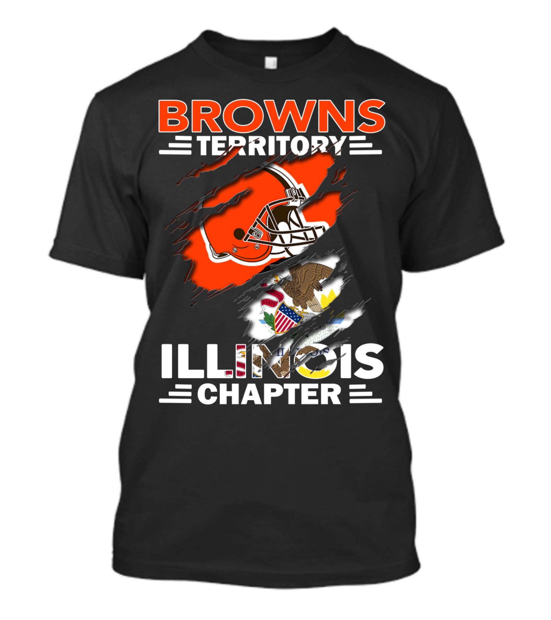 Browns Territory Illinois Chapter Helmet And American Eagle T-Shirt