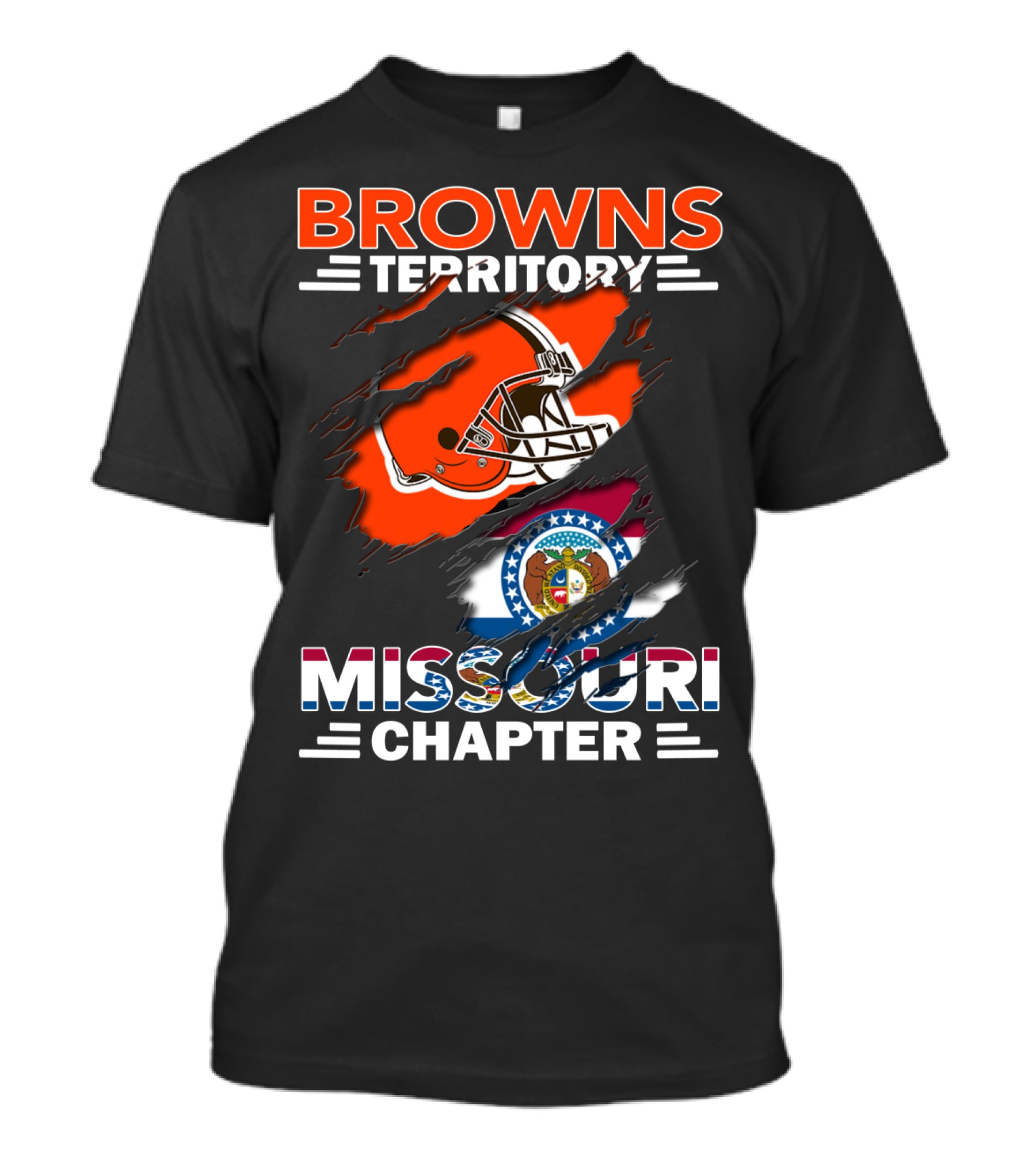 Browns Territory Missouri Chapter Helmet And State Flag T-Shirt