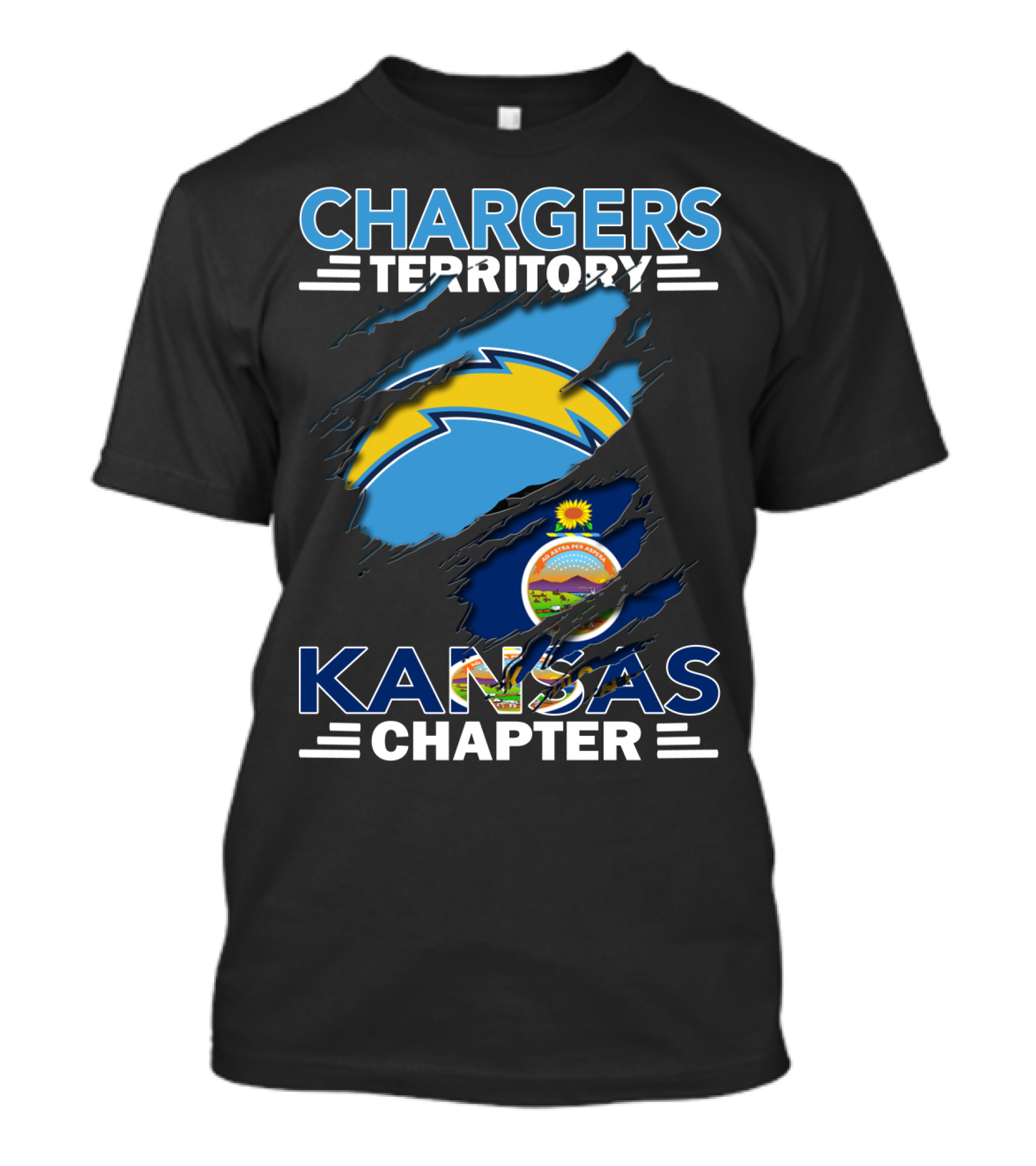 Chargers Territory Kansas Chapter Kansas Flag And Chargers T-Shirt