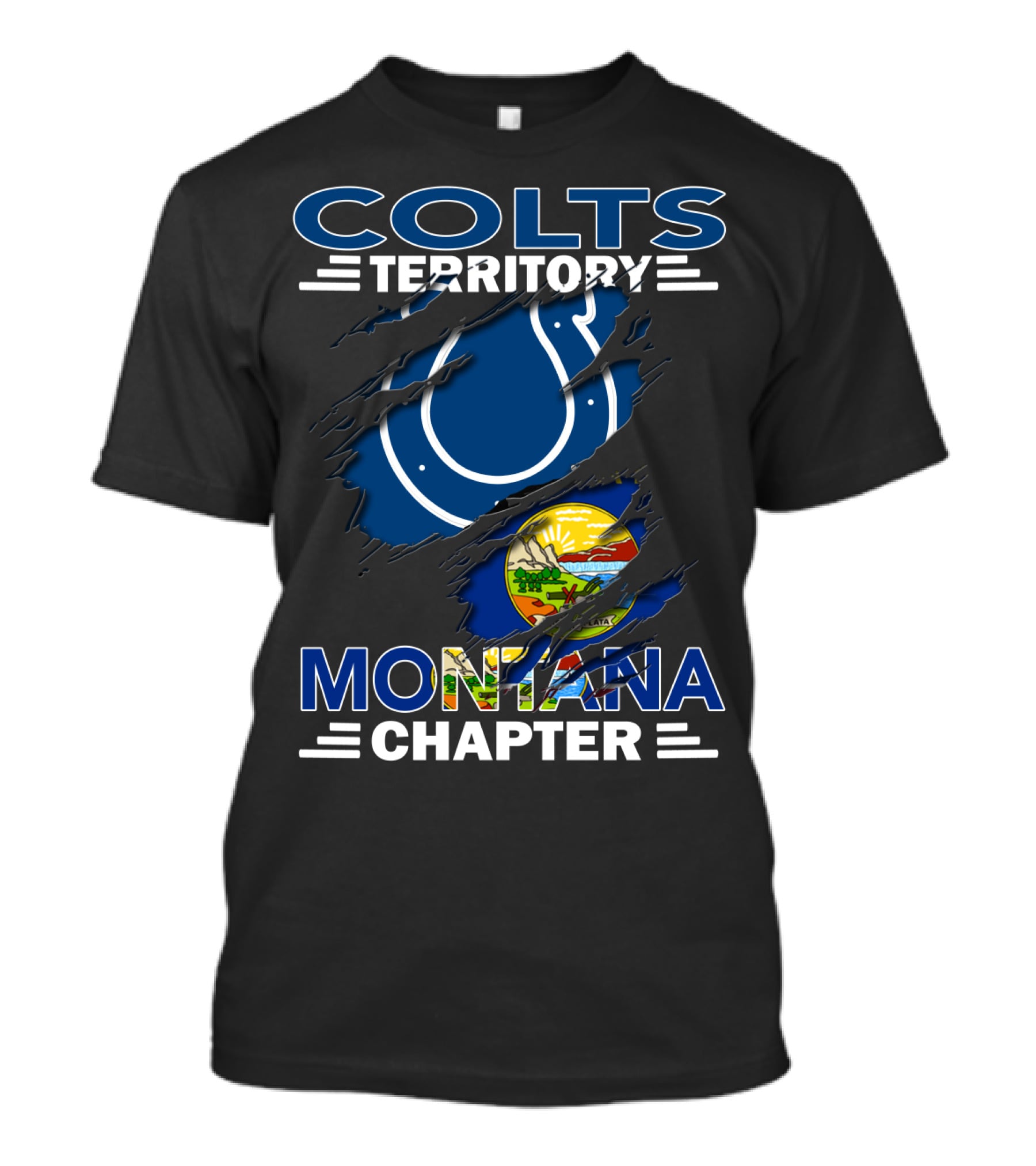 Colts Territory Montana Chapter State Flag And Horseshoe T-Shirt