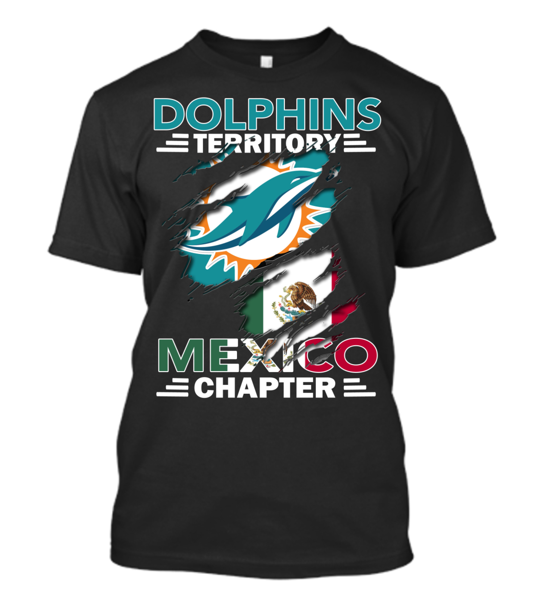 Dolphins Territory Mexico Chapter Miami Dolphins Logo Mexican Flag T-Shirt
