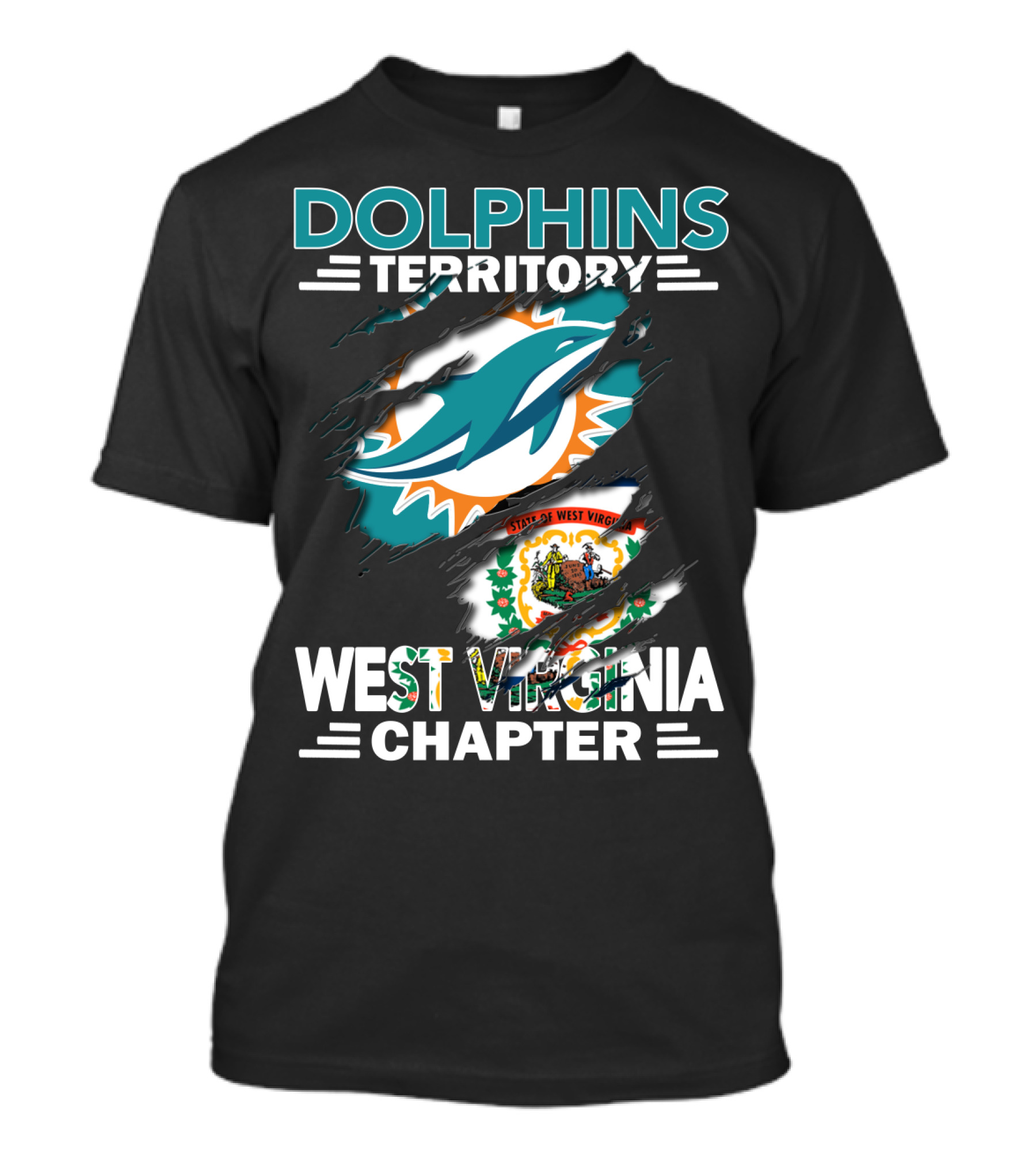 Dolphins Territory Miami Dolphins West Virginia Chapter State Of West Virginia T-Shirt