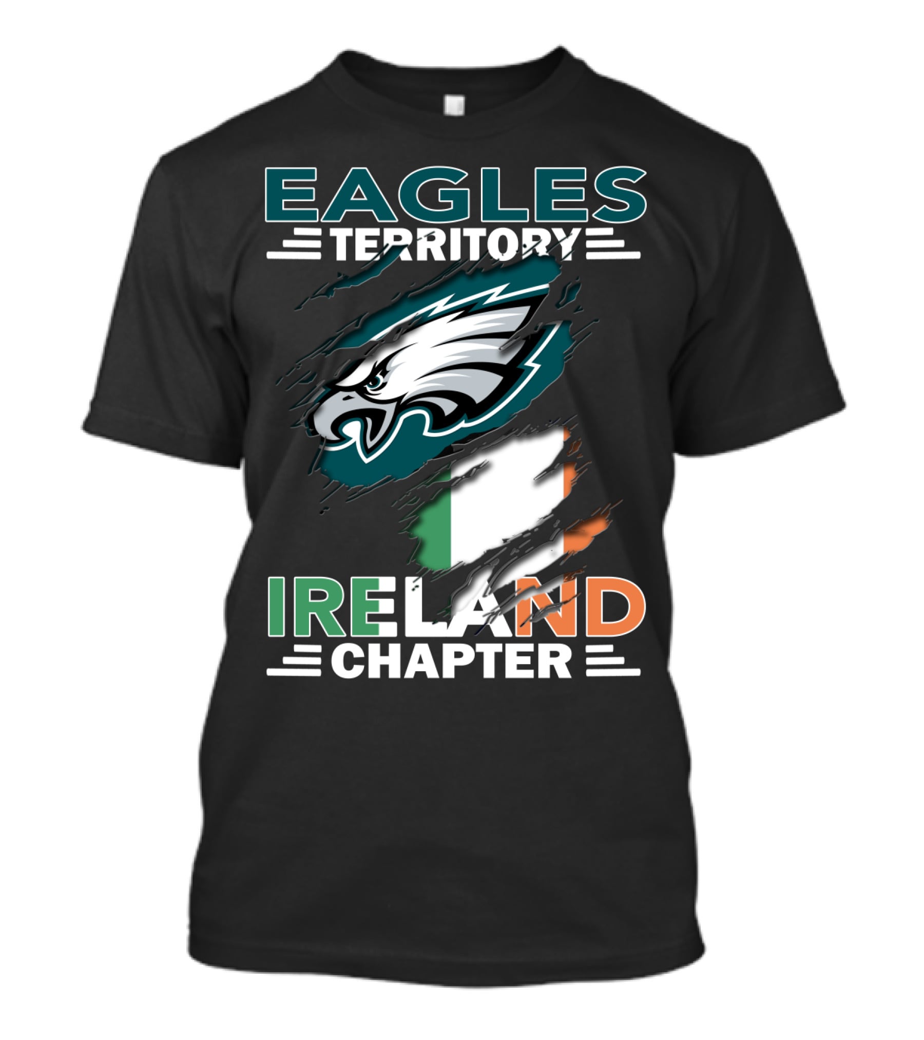 Eagles Territory Ireland Chapter With Eagle Logo And Irish Flag T-Shirt