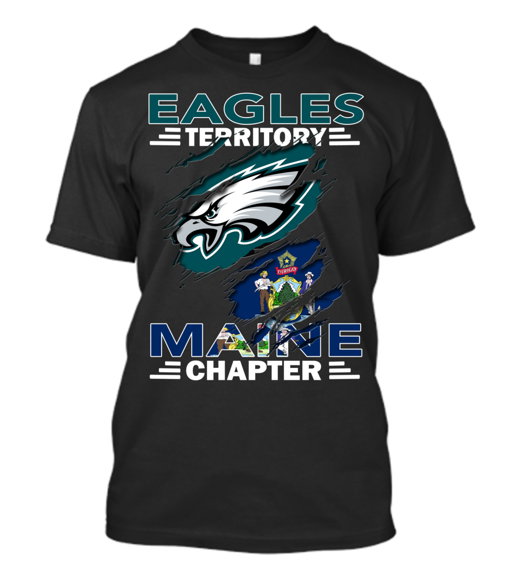 Eagles Territory Maine Chapter Philadelphia Eagles Emblem Maine State Symbol T-Shirt
