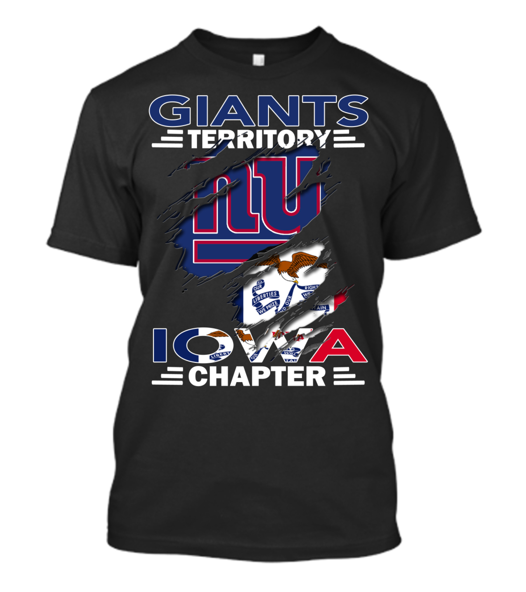 Giants Territory Iowa Chapter NY Logo State Flag Elements T-Shirt
