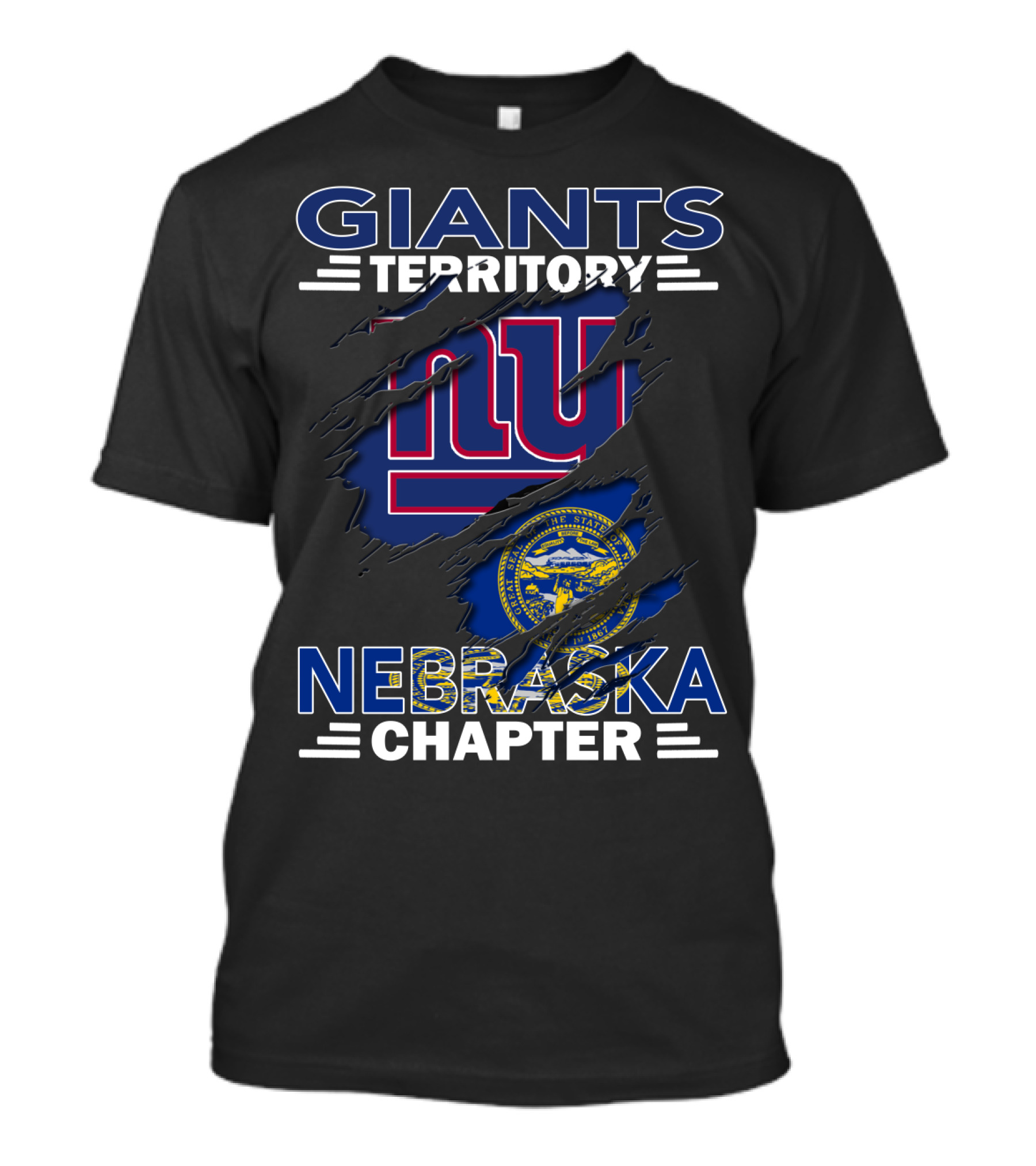 Giants Territory Nebraska Chapter New York Giants Logo Nebraska State Seal T-Shirt