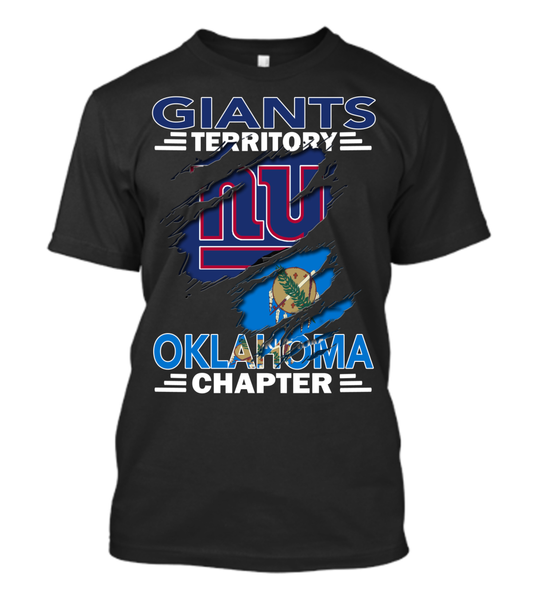 Giants Territory Oklahoma Chapter NY Giants Oklahoma Flag Fan Club T-Shirt