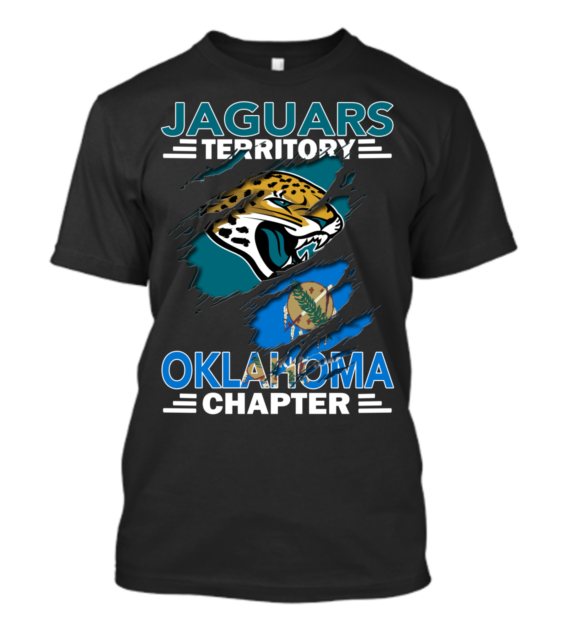 Jaguars Territory Oklahoma Chapter Logo With State Flag Emblem T-Shirt