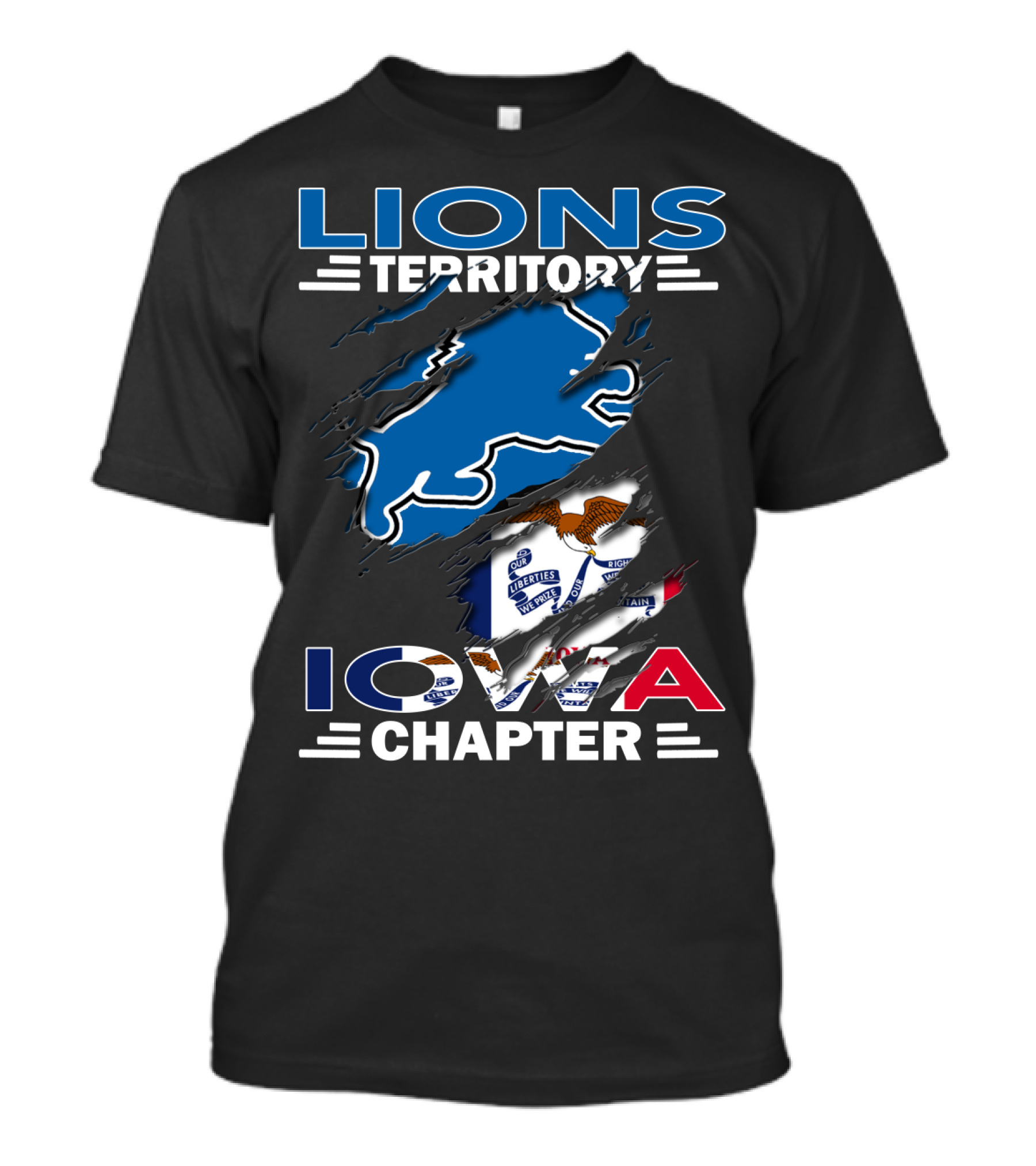 Lions Territory Iowa Chapter Ripped Flag T-Shirt
