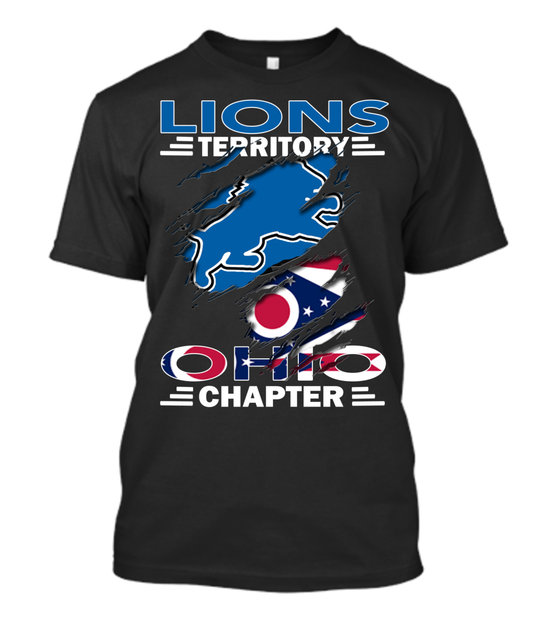 Lions Territory Ohio Chapter Ohio Flag And Lion T-Shirt