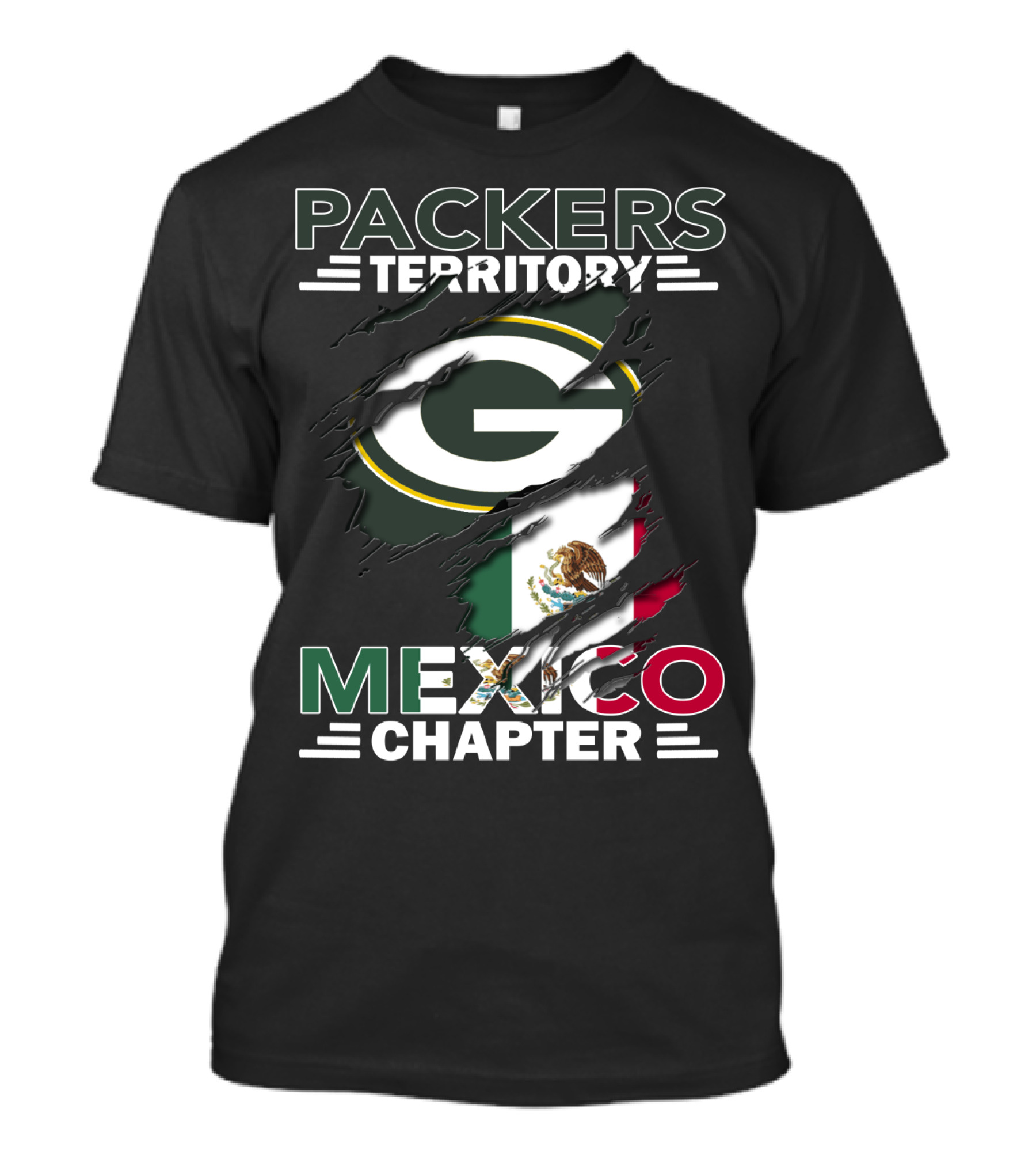 Packers Territory Mexico Chapter Green Bay Logo Mexican Flag T-Shirt