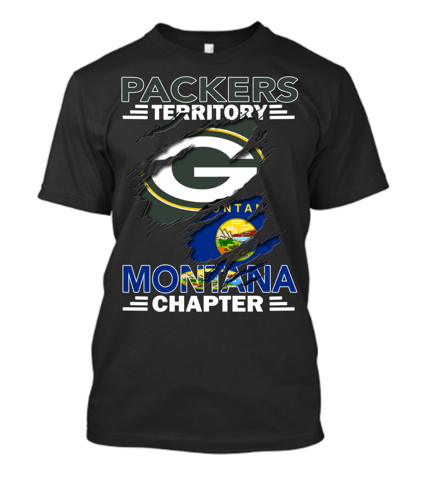 Packers Territory Montana Chapter Football Flag Hybrid T-Shirt