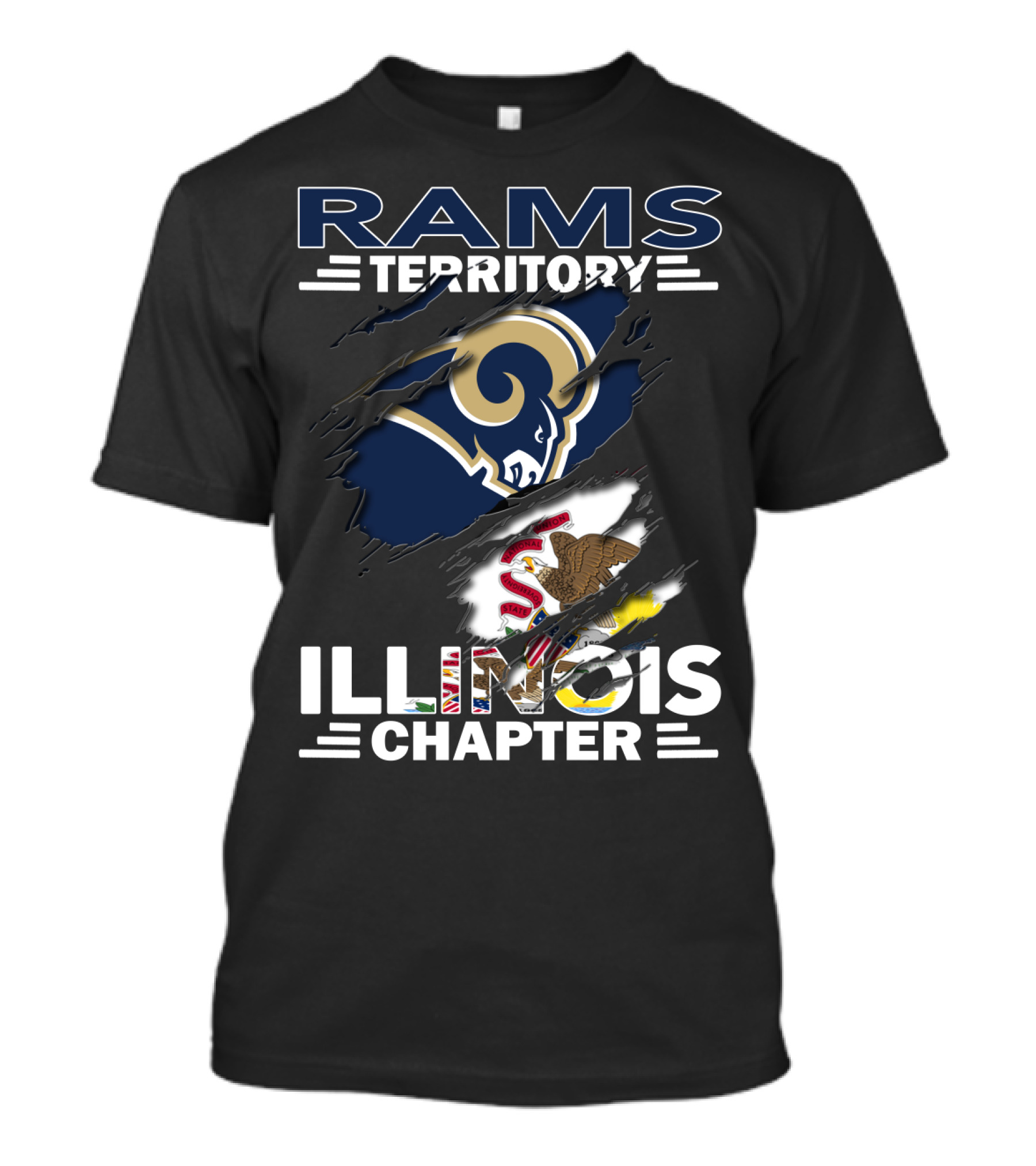 Rams Territory Illinois Chapter NFL Logo And State Pride Emblem T-Shirt