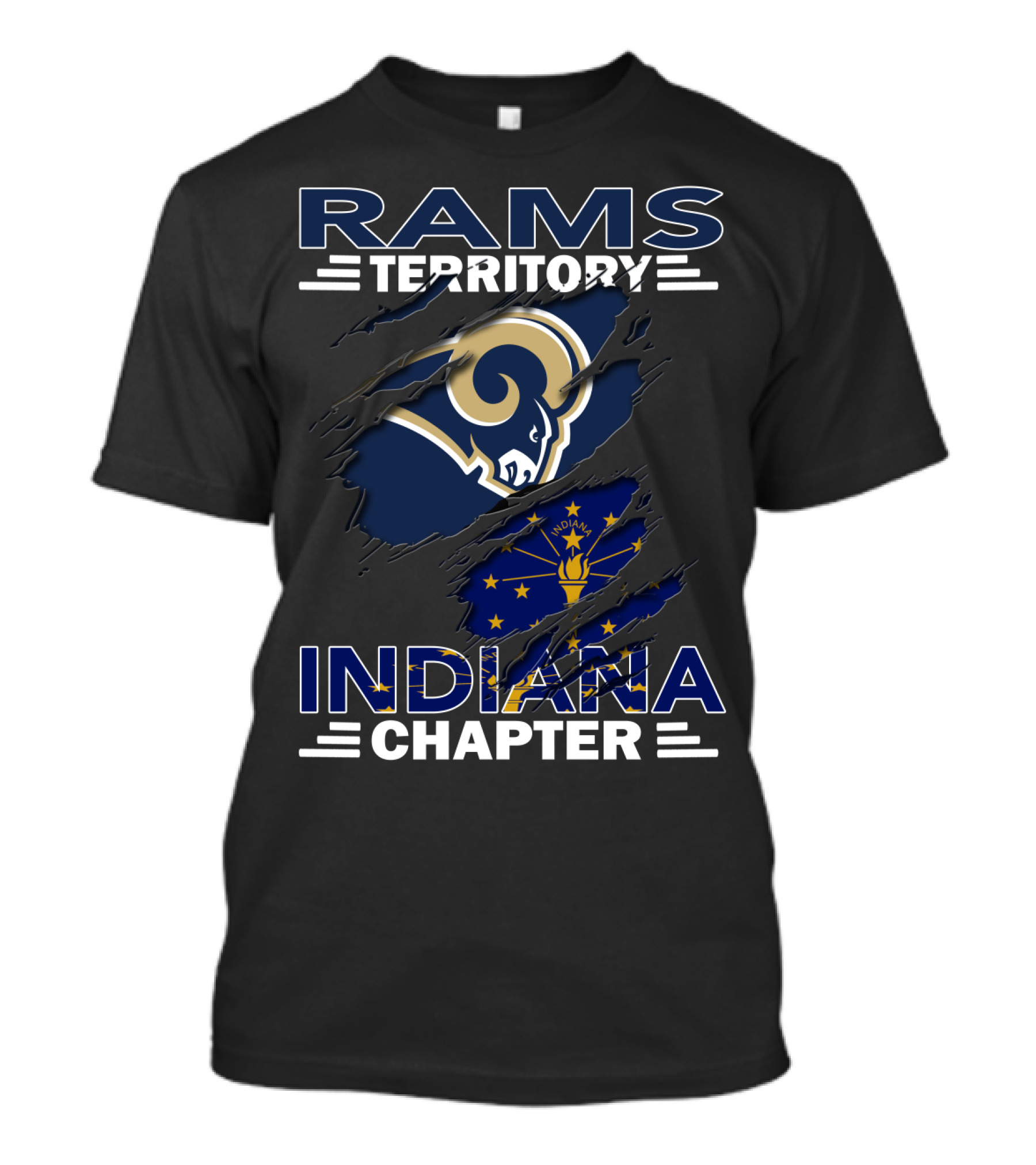 Rams Territory Indiana Chapter Indiana Flag And Rams T-Shirt