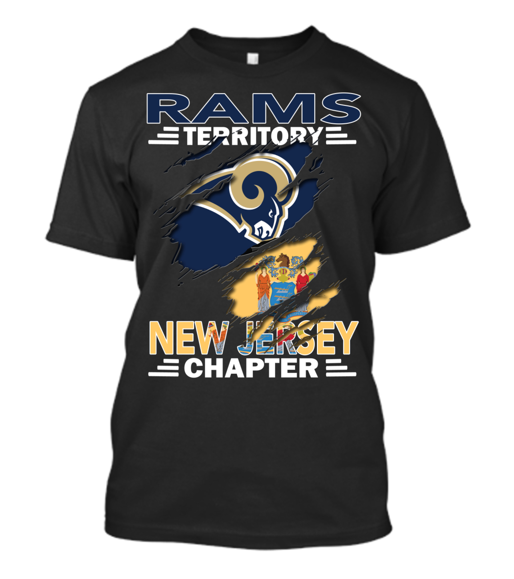 Rams Territory New Jersey Chapter Featuring Iconic Ram Logo And State Seal T-Shirt
