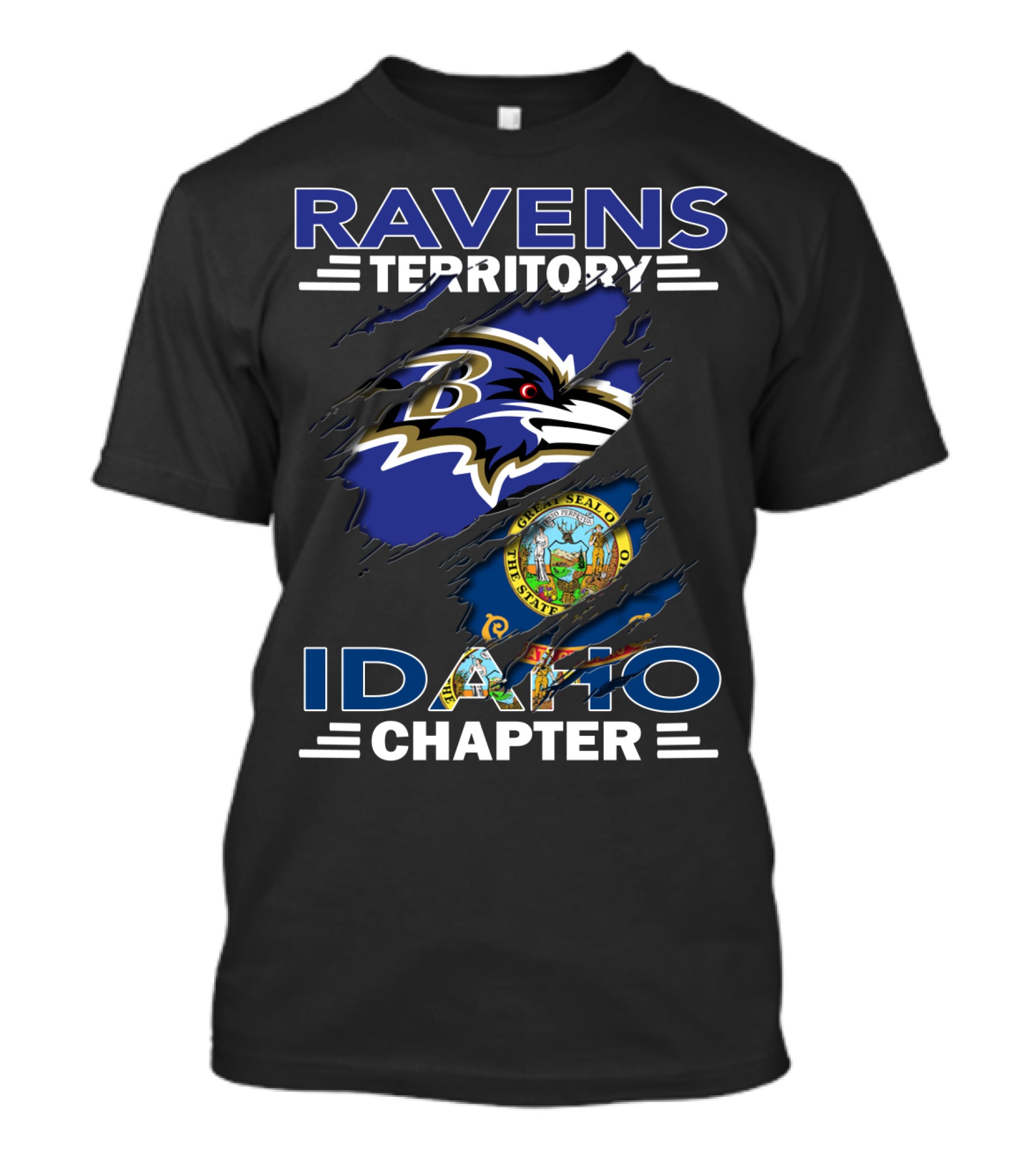 Ravens Territory Idaho Chapter Baltimore Ravens State Seal T-Shirt
