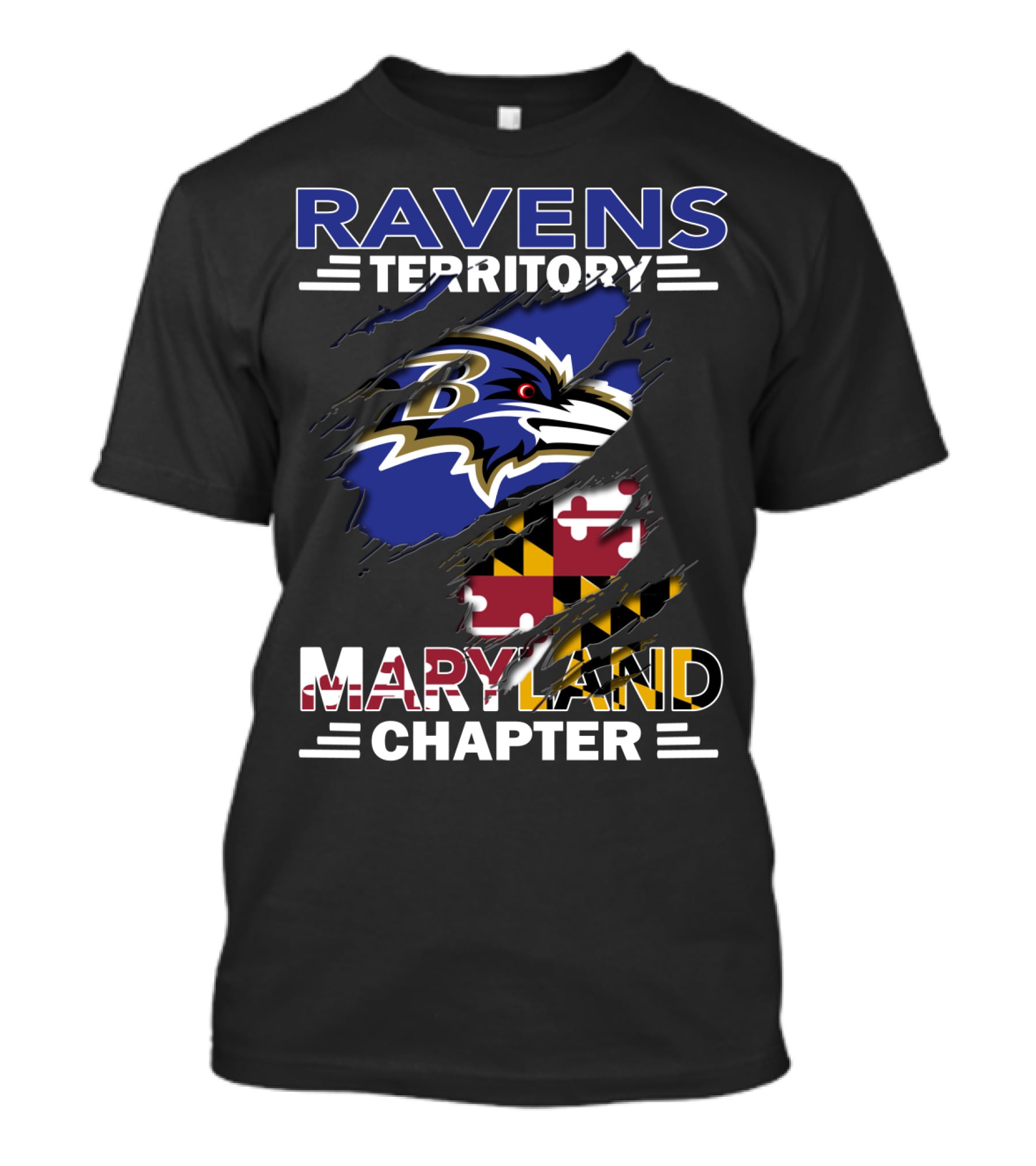 Ravens Territory Maryland Chapter Baltimore Football Flag Emblem T-Shirt