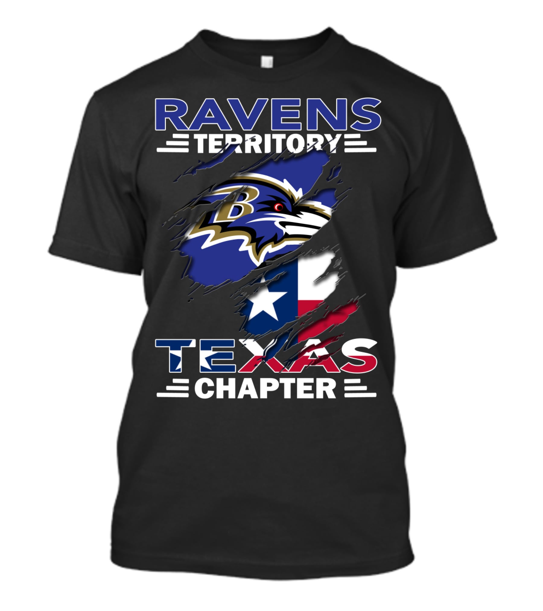 Ravens Territory Texas Chapter Baltimore Football Flag T-Shirt