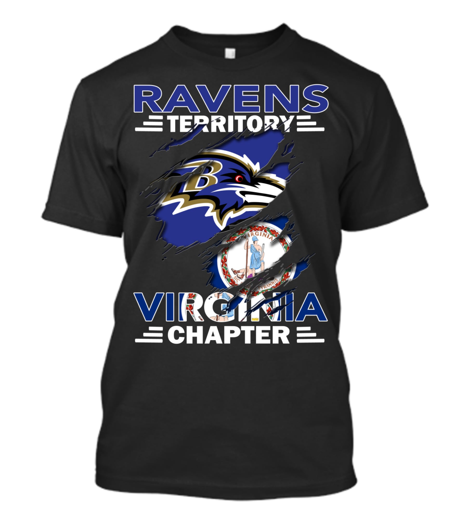 Ravens Territory Virginia Chapter Baltimore Ravens Logo Virginia State Flag T-Shirt