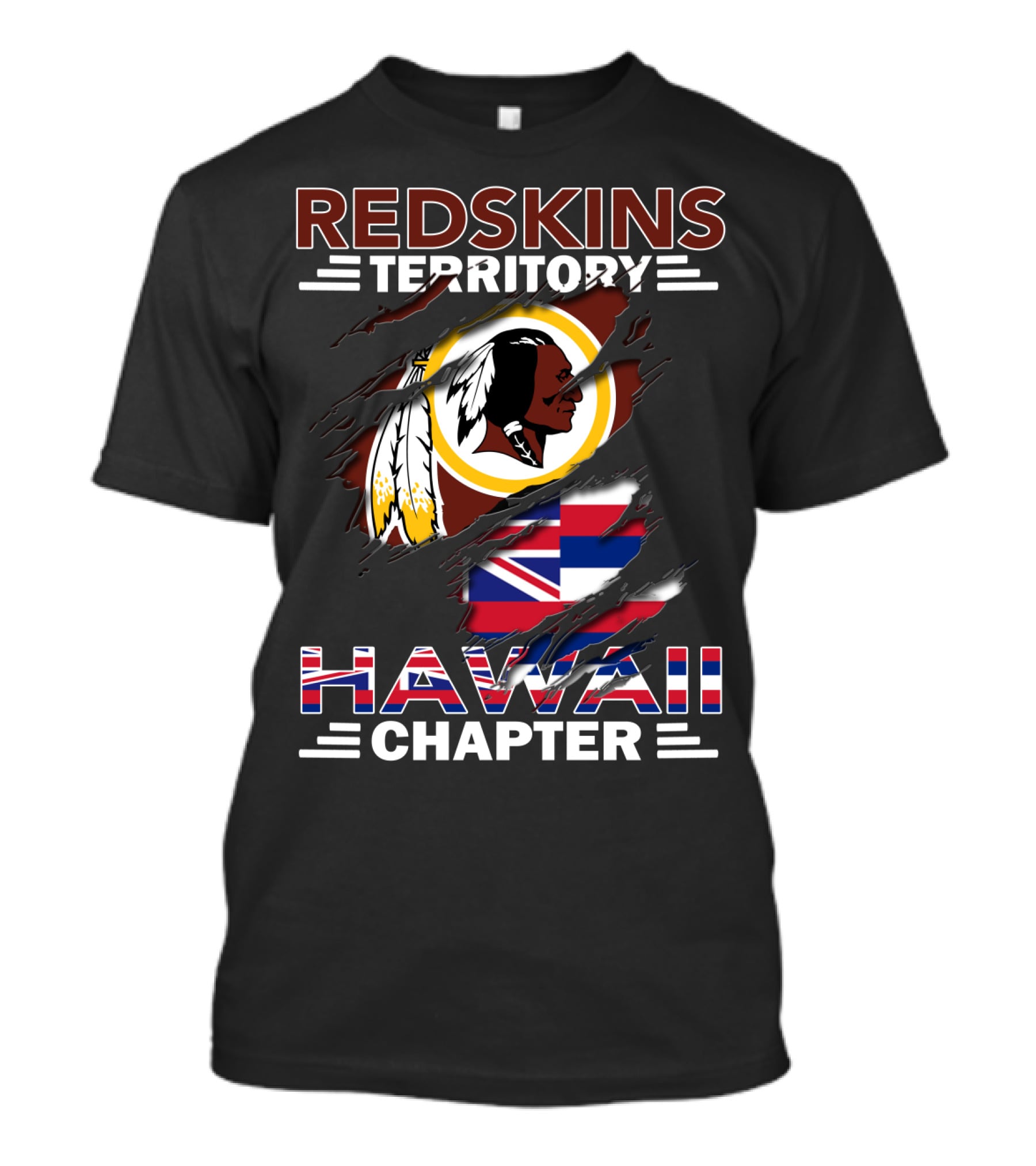 Redskins Territory Hawaii Chapter Redskins Logo Hawaiian Flag T-Shirt
