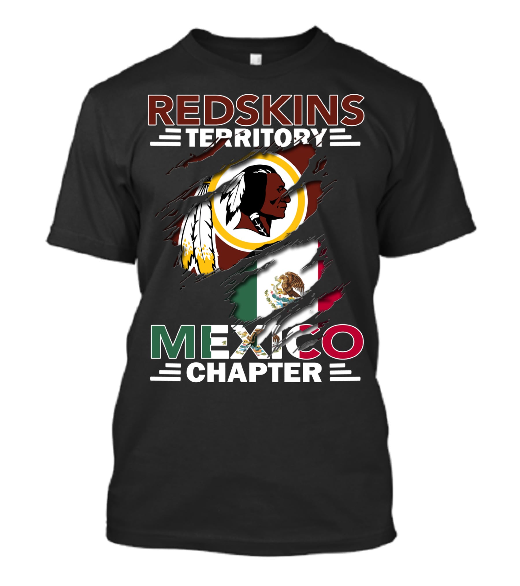 Redskins Territory Mexico Chapter Flag And Logo Tribute T-Shirt