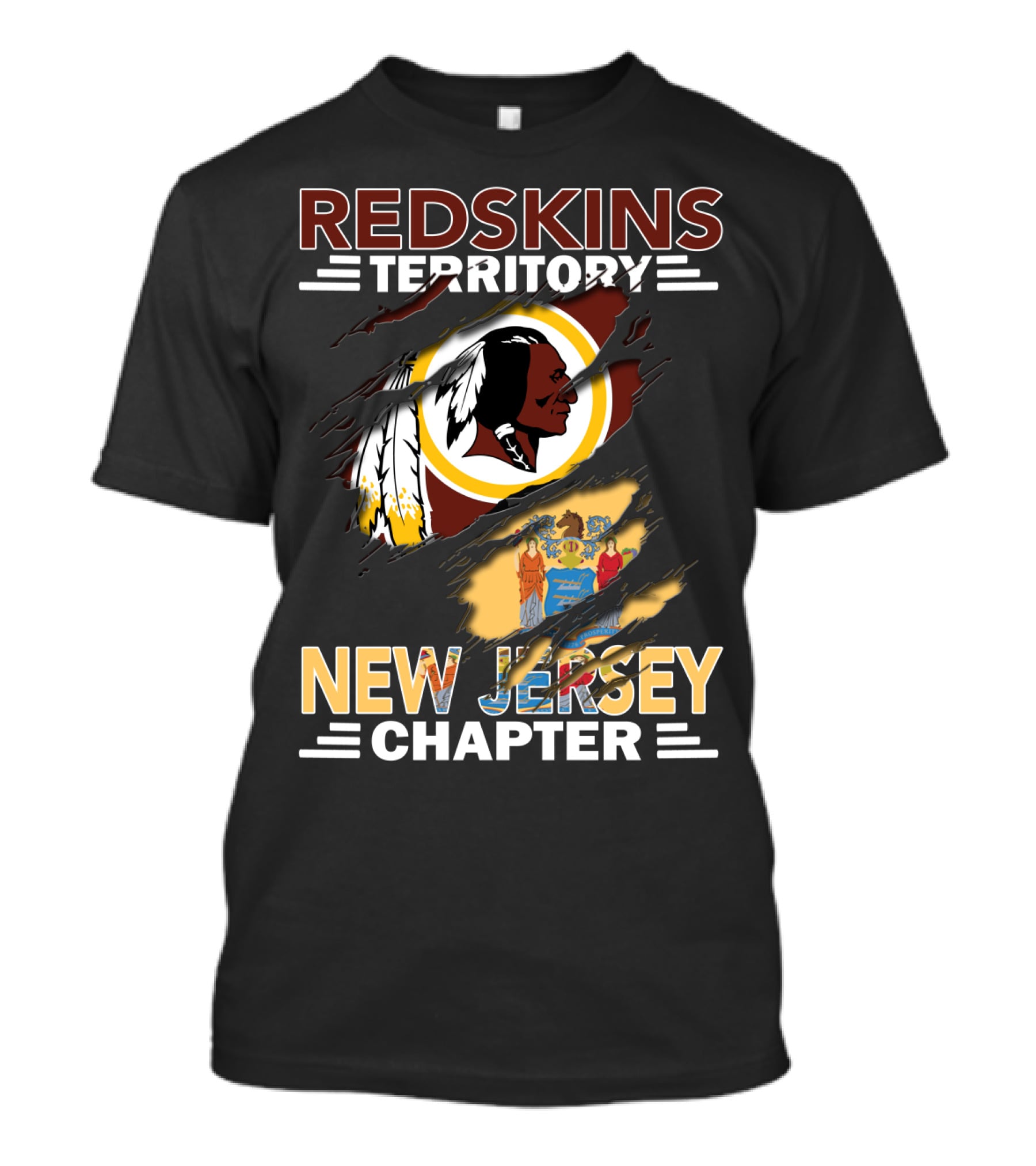 Redskins Territory New Jersey Chapter Washington Football State Flag Fan Club T-Shirt