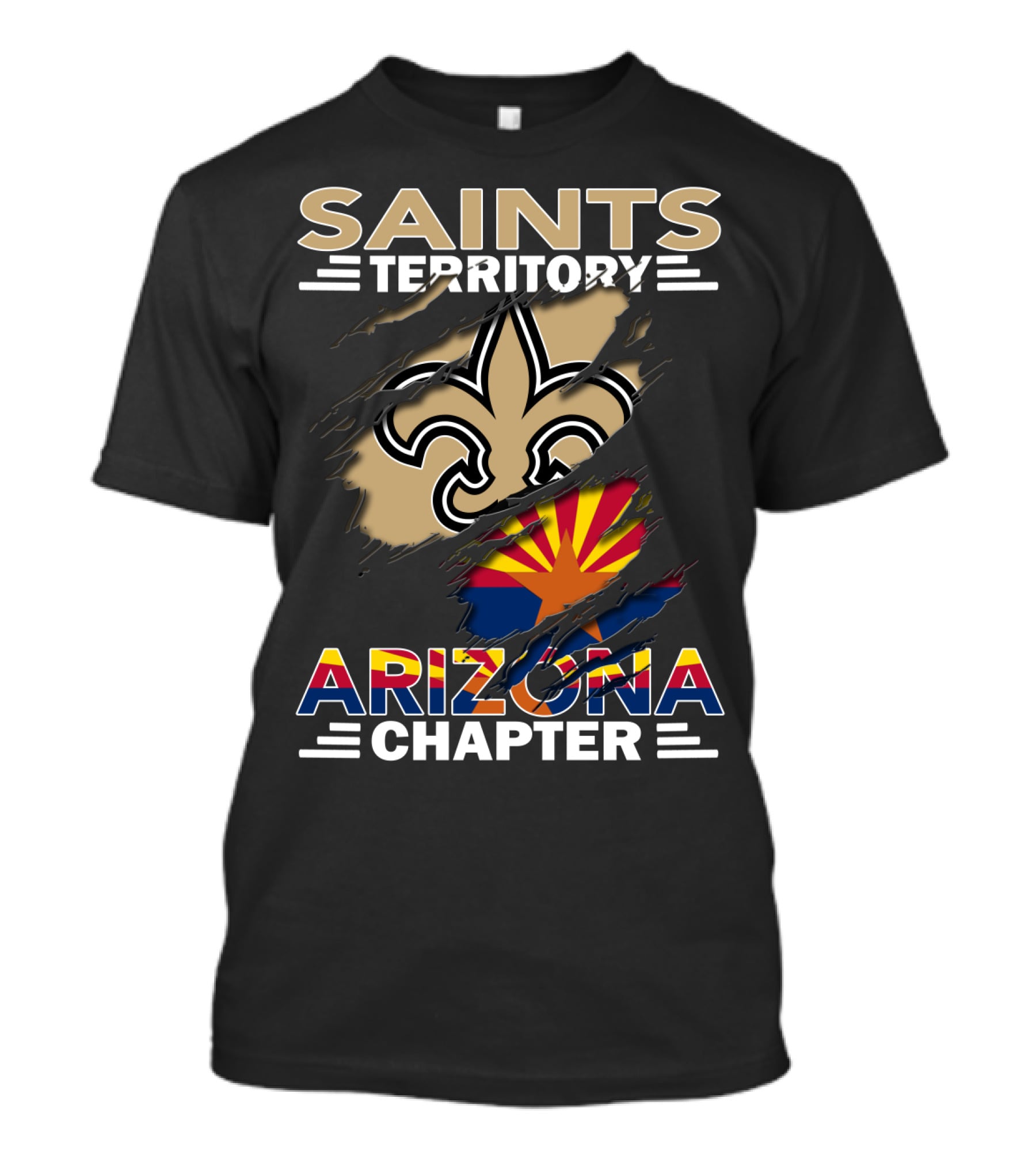 Saints Territory Arizona Chapter Fleur-de-lis And Arizona Flag T-Shirt