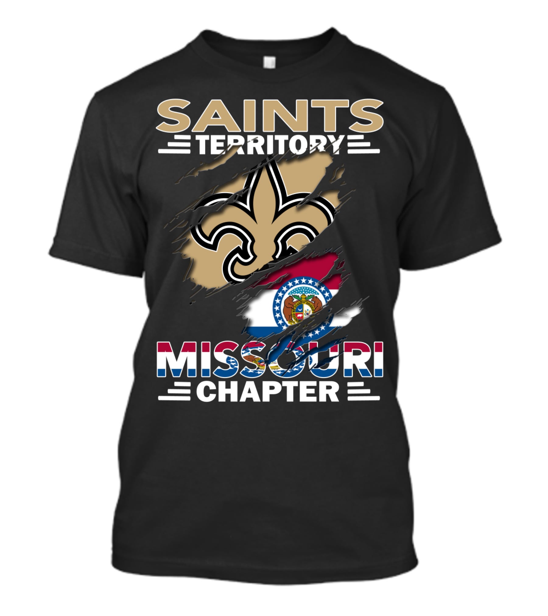 Missouri Chapter Saints Territory Fleur-de-Lis And State Flag T-Shirt