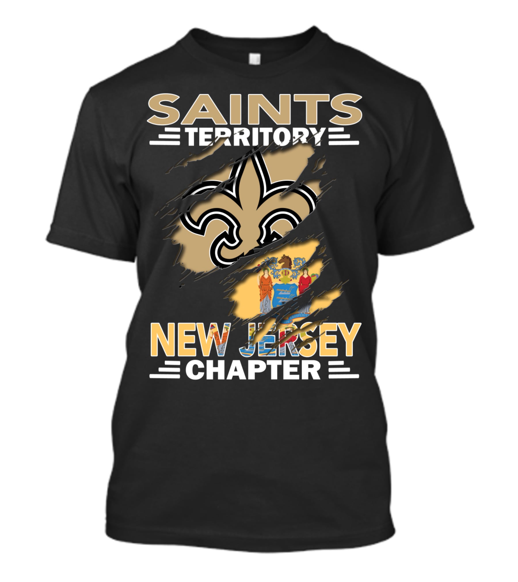 Saints Territory Fleur De Lis New Jersey Chapter Flag T-Shirt
