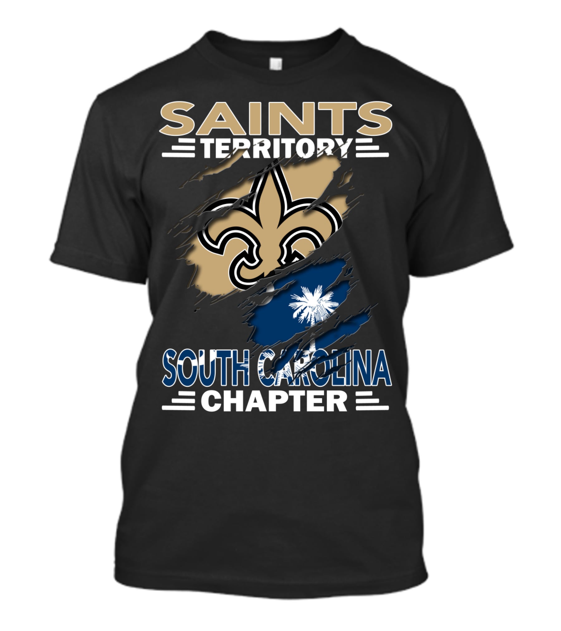 Saints Territory South Carolina Chapter Fleur-de-lis And Palmetto Flag T-Shirt