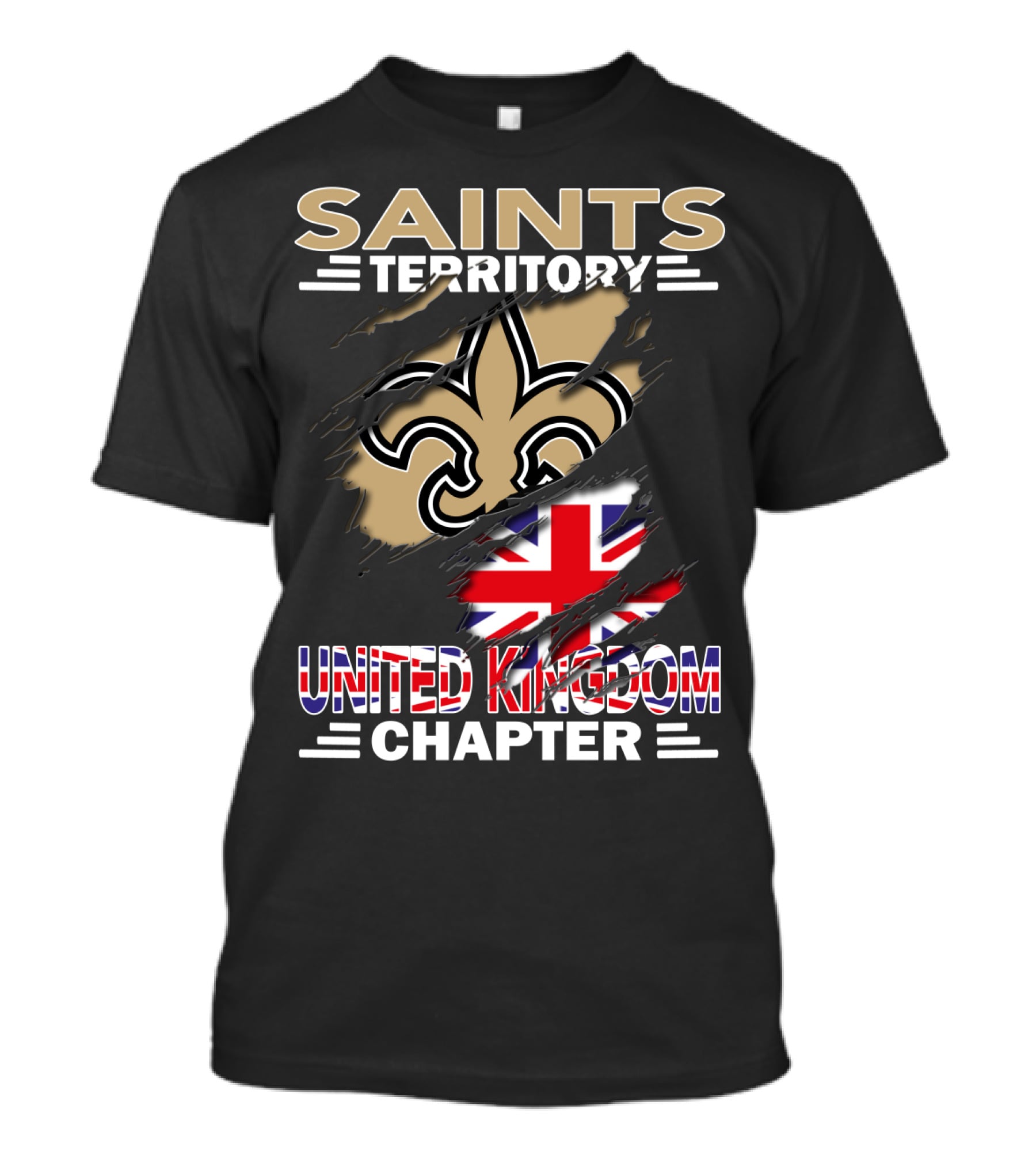 Saints Territory United Kingdom Chapter Fleur-de-lis And Union Jack T-Shirt