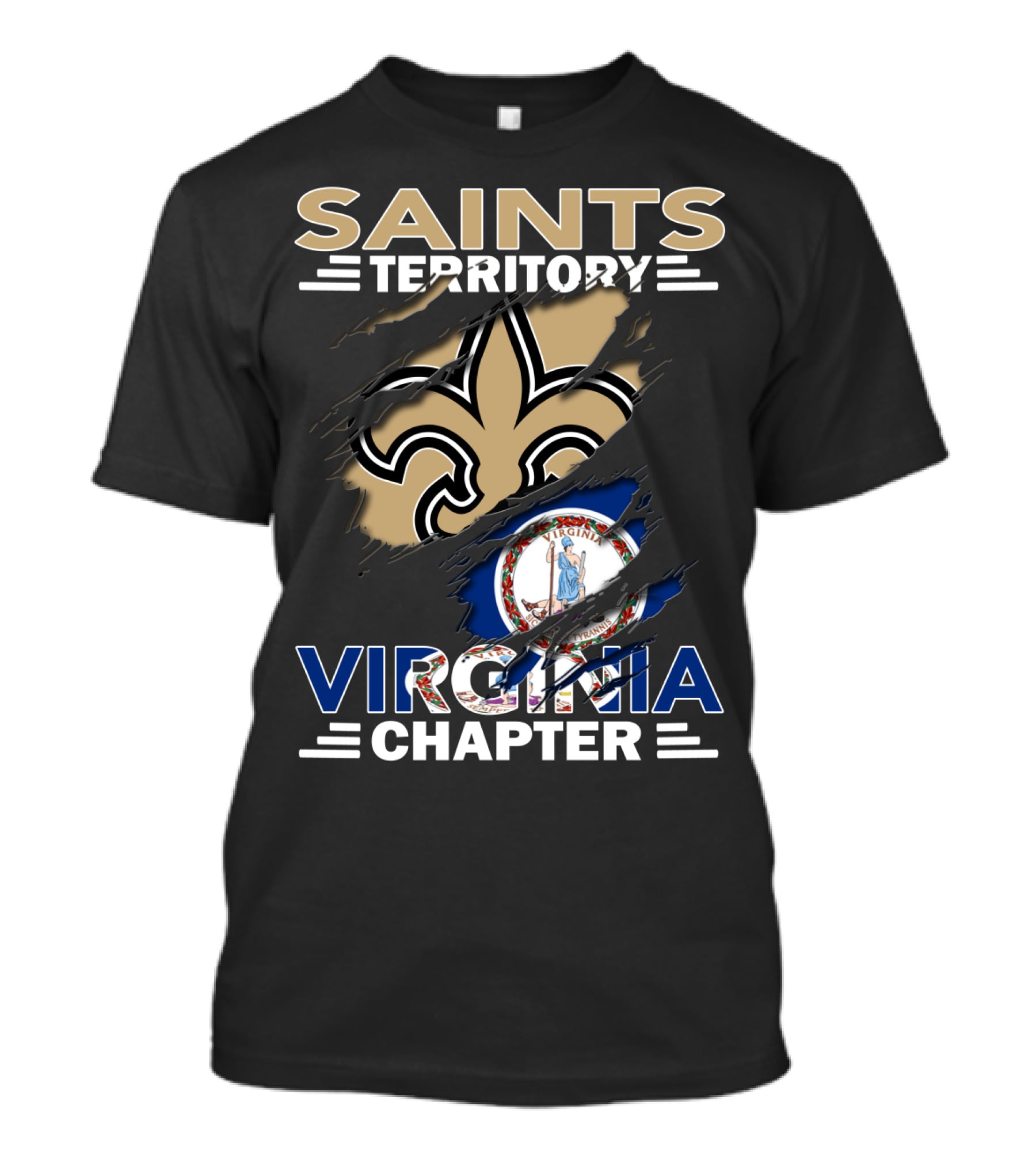 Saints Territory Virginia Chapter Fleur-de-Lis State Flag T-Shirt