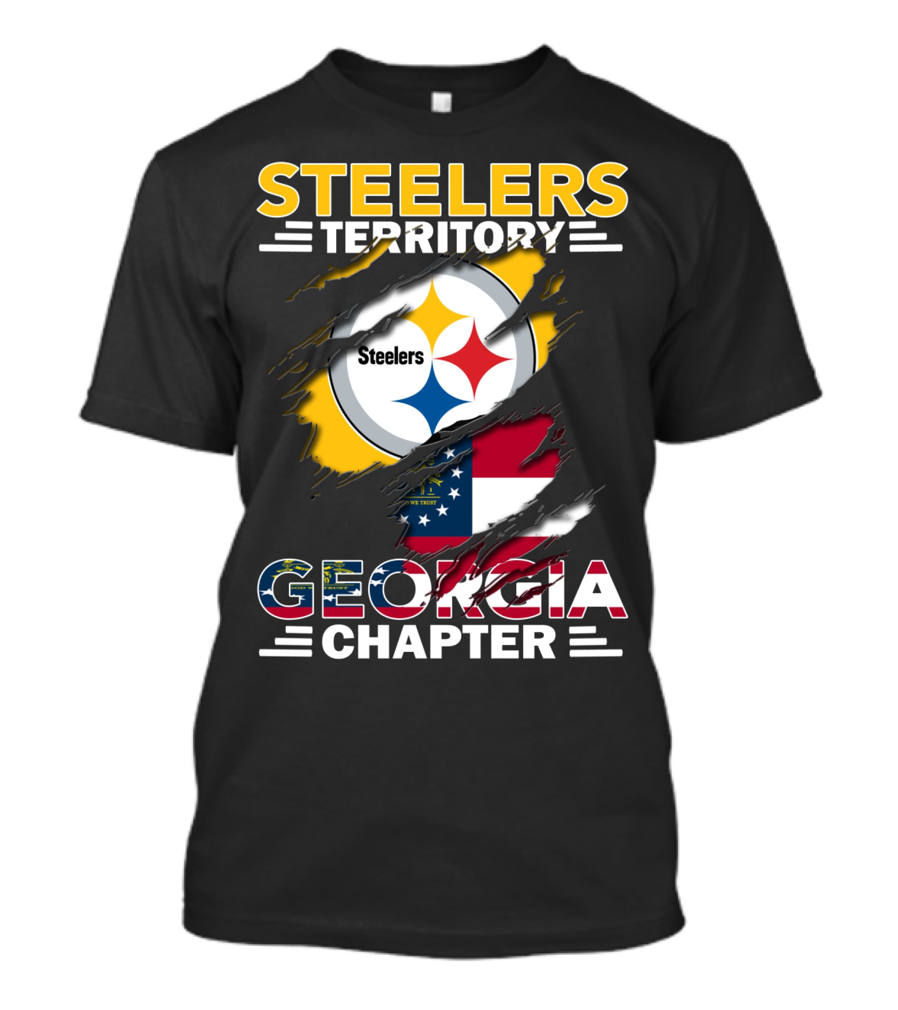 Steelers Territory Georgia Chapter American Flag T-Shirt