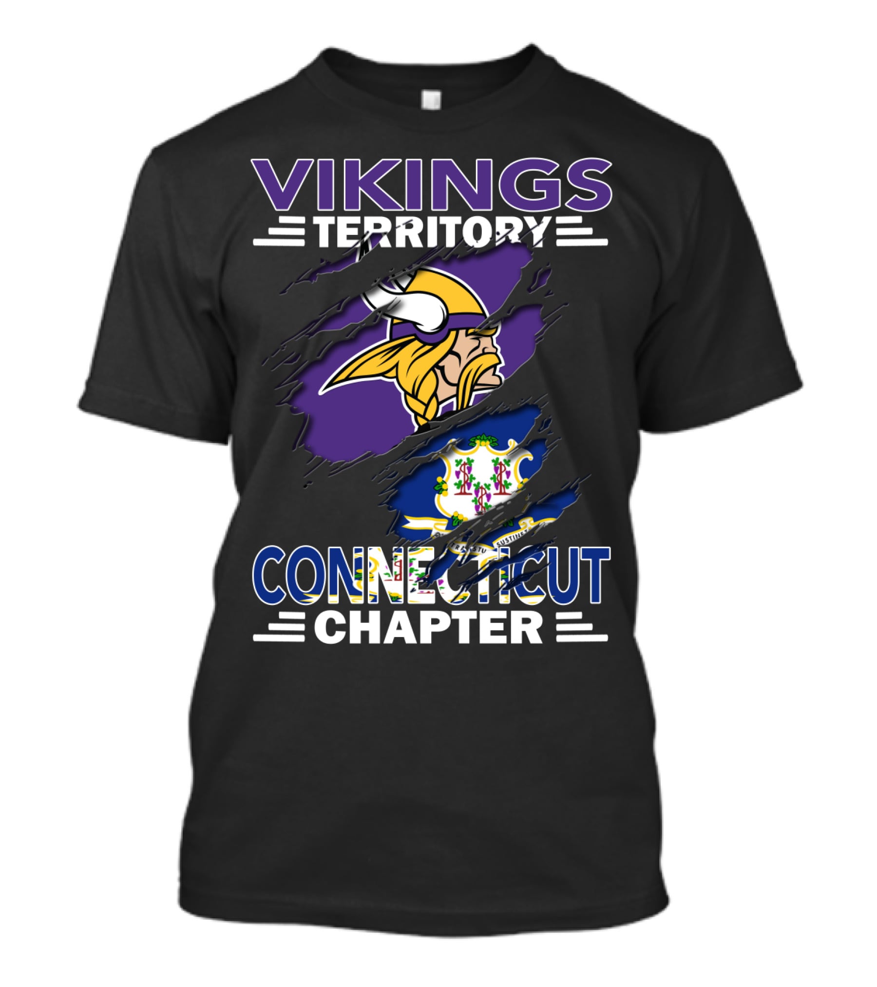 Vikings Territory Connecticut Chapter With Viking And Connecticut State Symbols T-Shirt