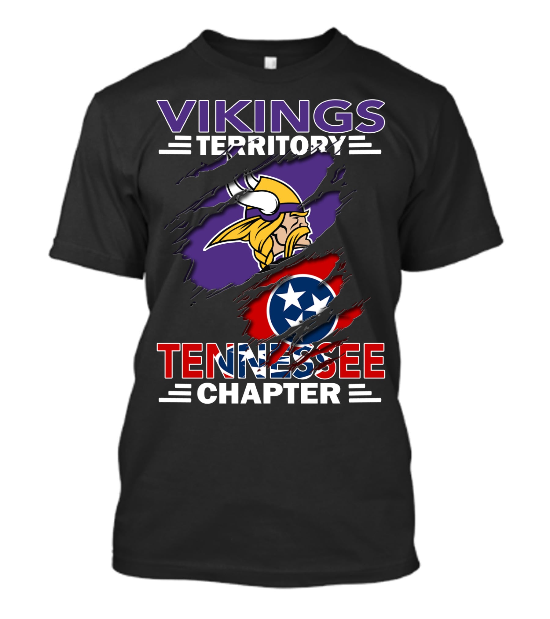 Vikings Territory Tennessee Chapter NFL Vikings And Tennessee Flag Mashup T-Shirt